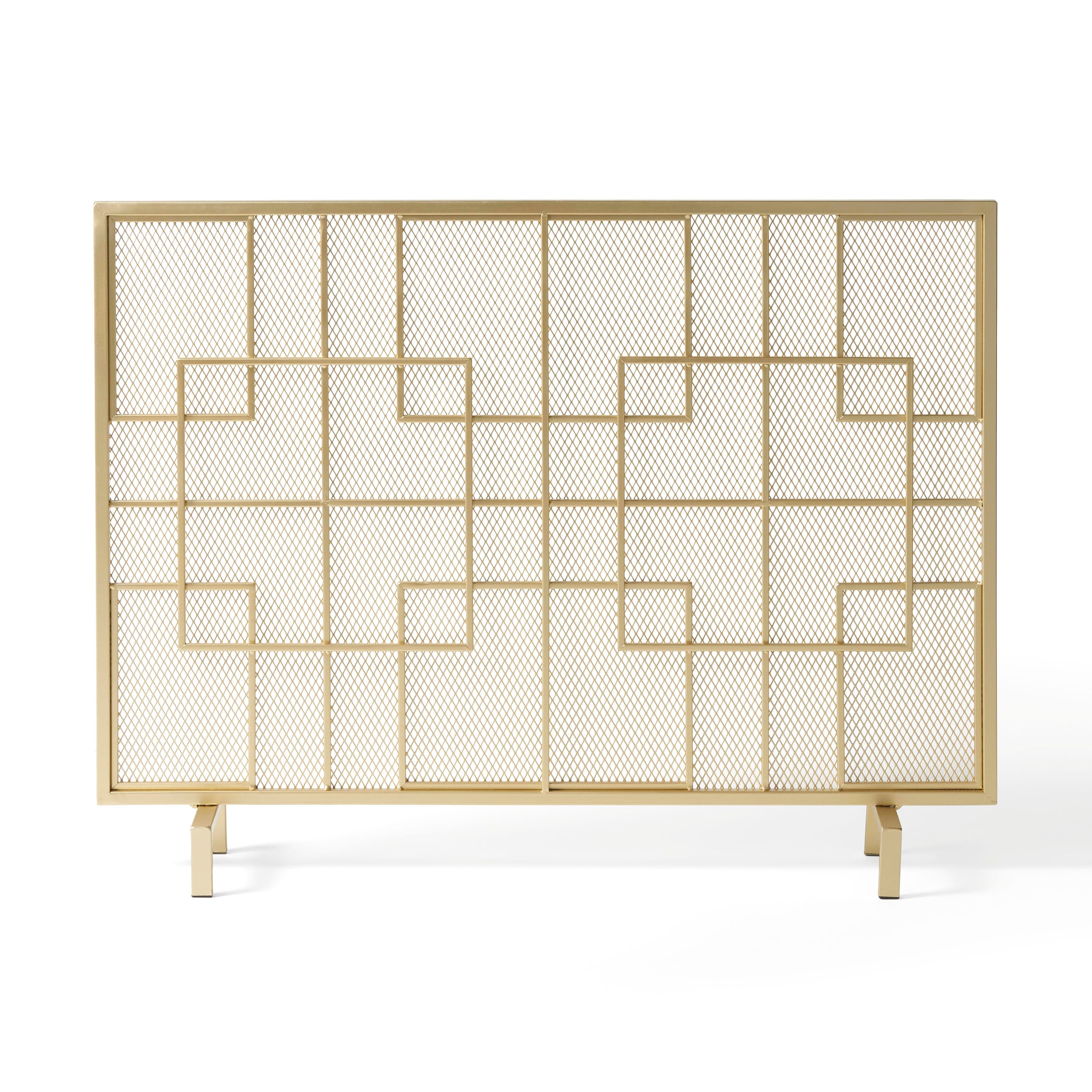 Best Selling Home Decor 309245 41-in Gold Iron 1 -Panel Flat Fireplace Screen