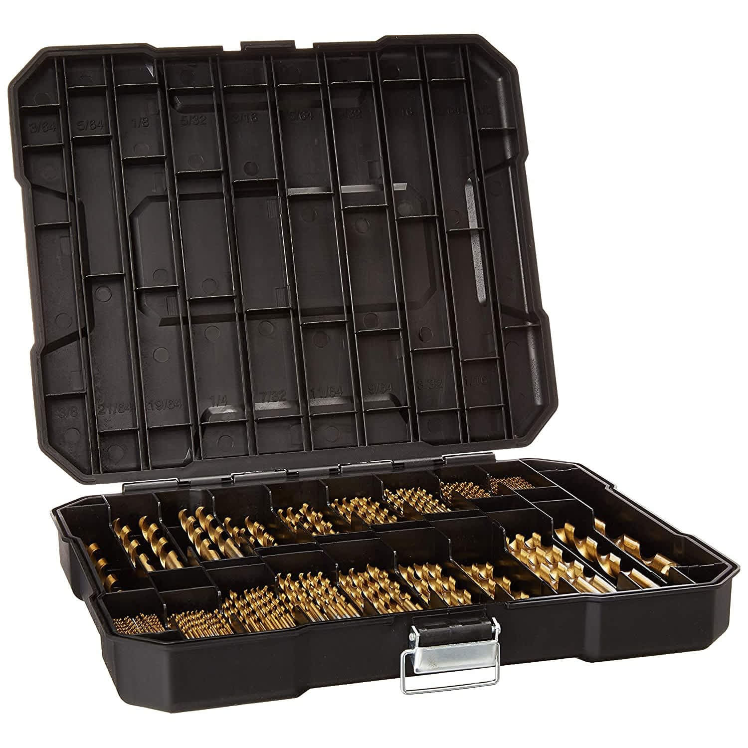 Etokfoks  230 Piece Titanium Twist Drill Bit Set 135 Degree Tip High Speed Steel Sizes 3/64 to 1/2 Inch for Wood Cast Iron Aluminum Plastic with Storage Case