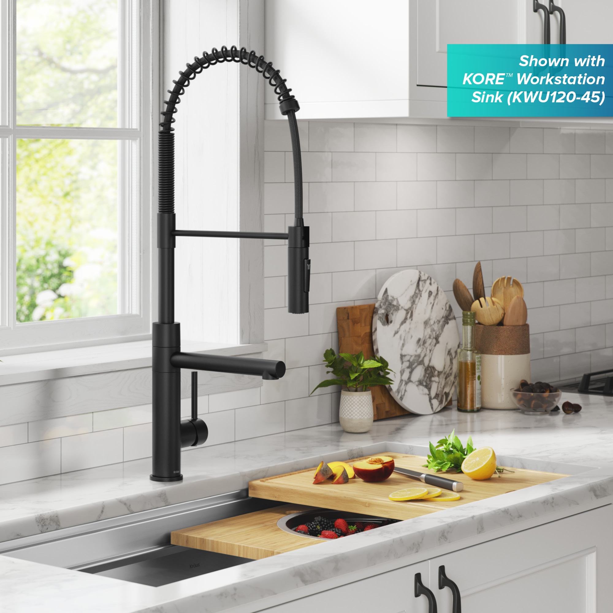 Kraus Artec Pro Matte Black Single Handle Pull-down Kitchen Faucet with ...