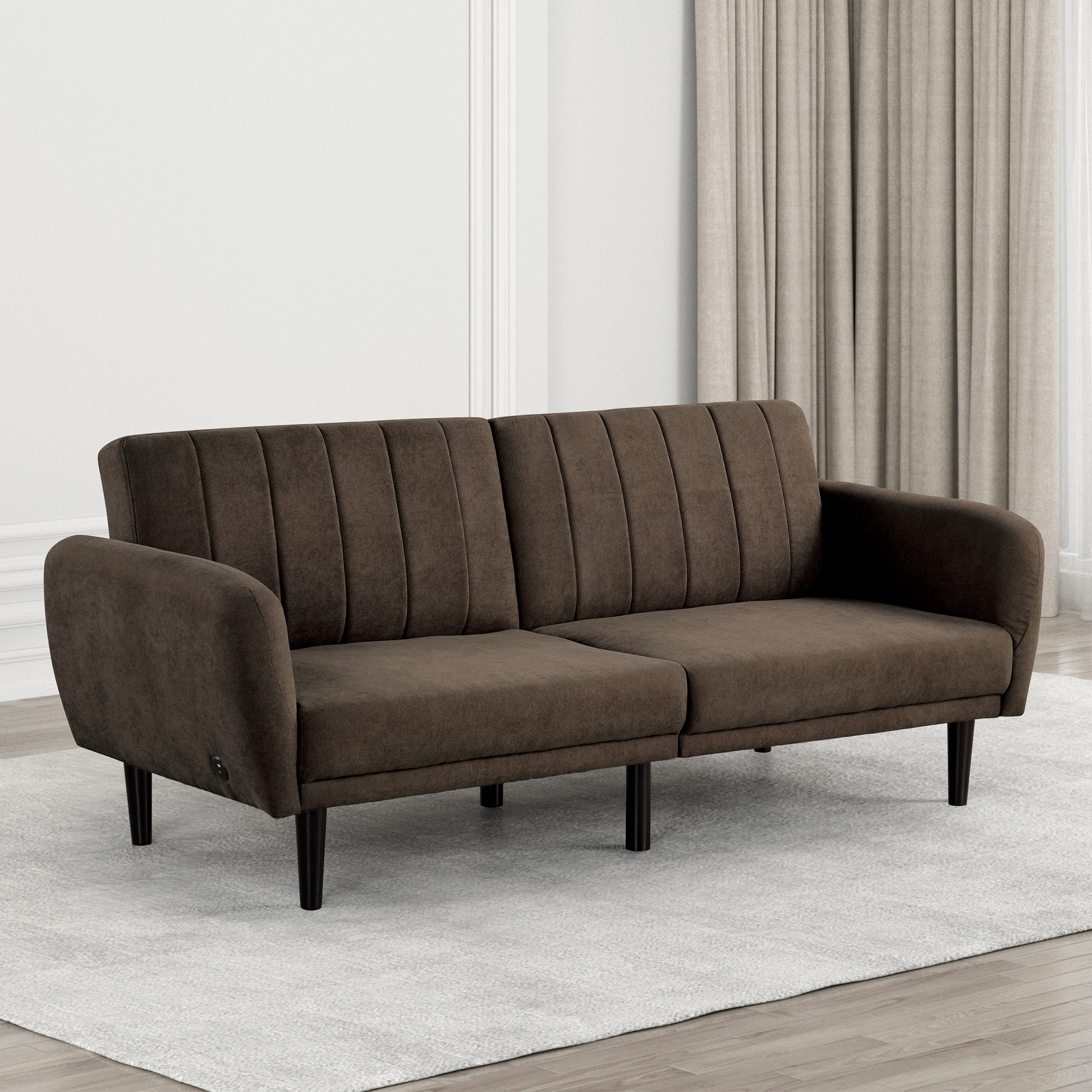 Furniture of America IDF-2900BR Alkent Brown Contemporary/Modern Polyester Sofa bed