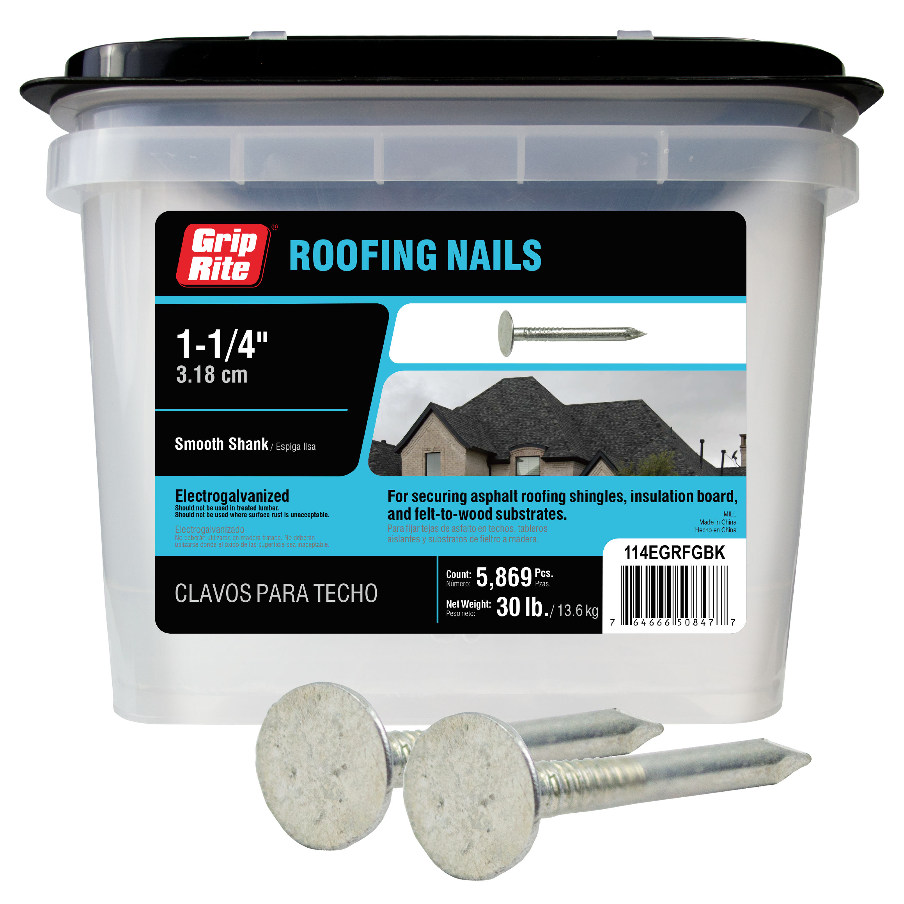 Fas-n-Tite 1-1/4-in Smooth Electro-Galvanized Roofing Nails (207-Per Box)  in the Roofing Nails department at Lowes.com