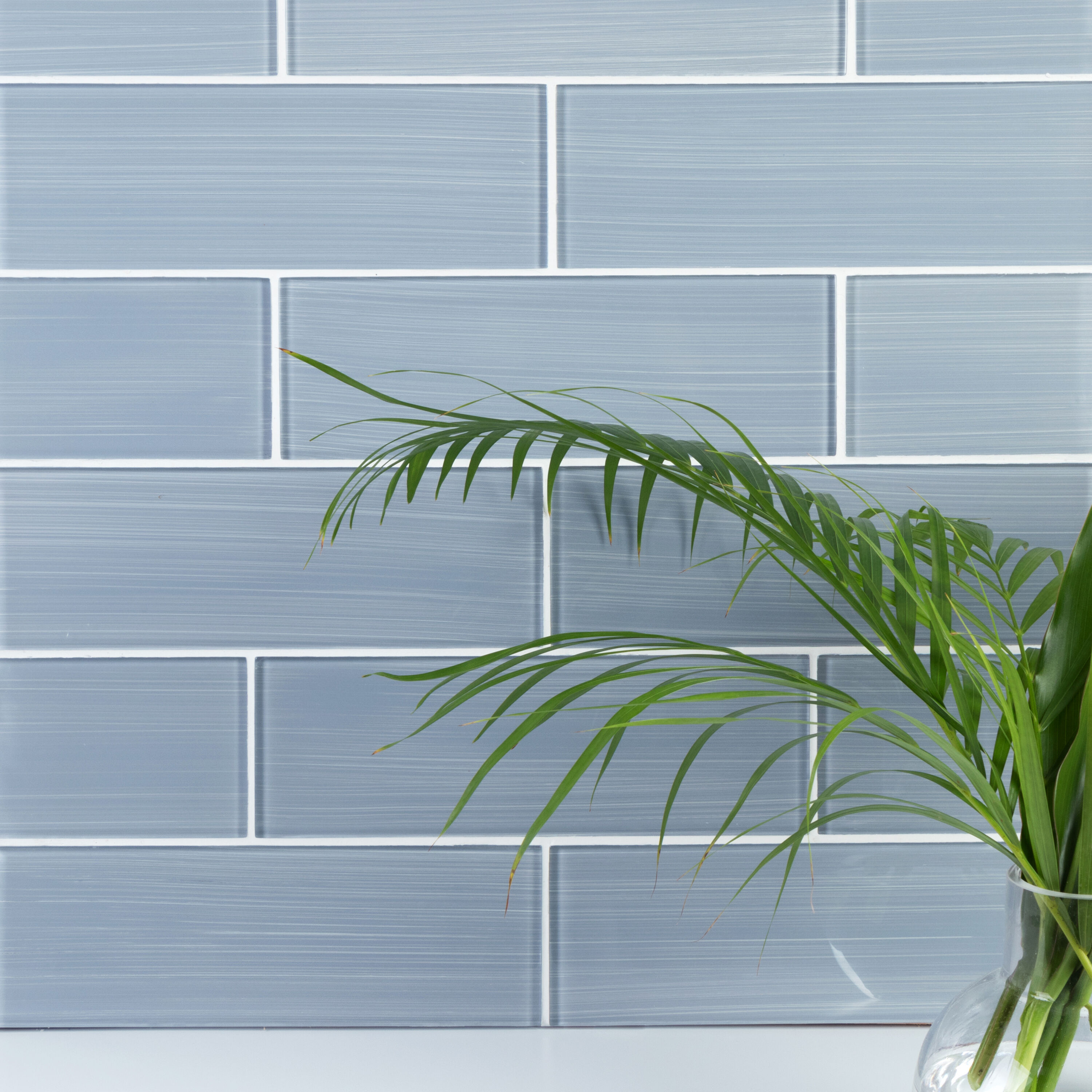 Soft Gray 4" x 12" Hand Painted Glass Subway Tile
