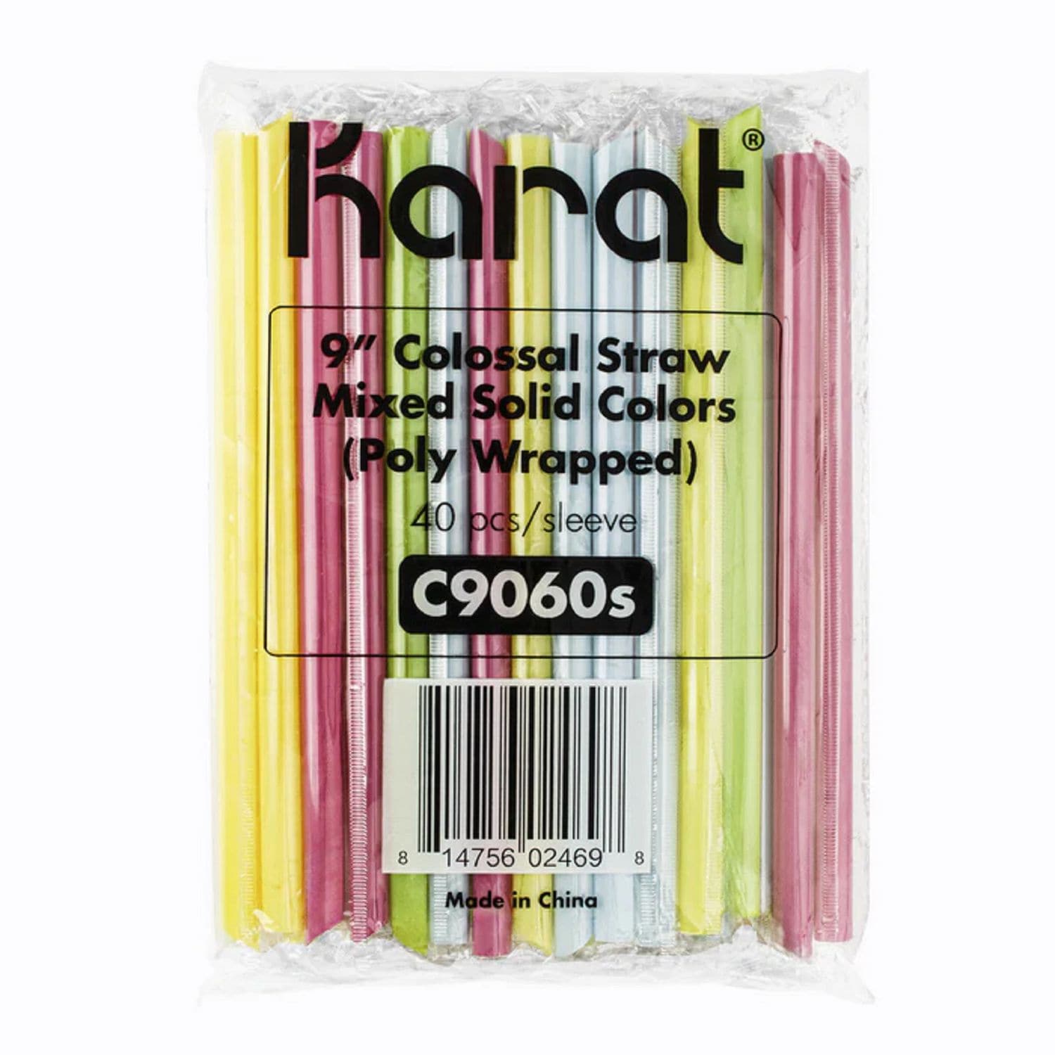 Karat Boba Straws 9 in Plastic Assorted Colors 1600/Carton