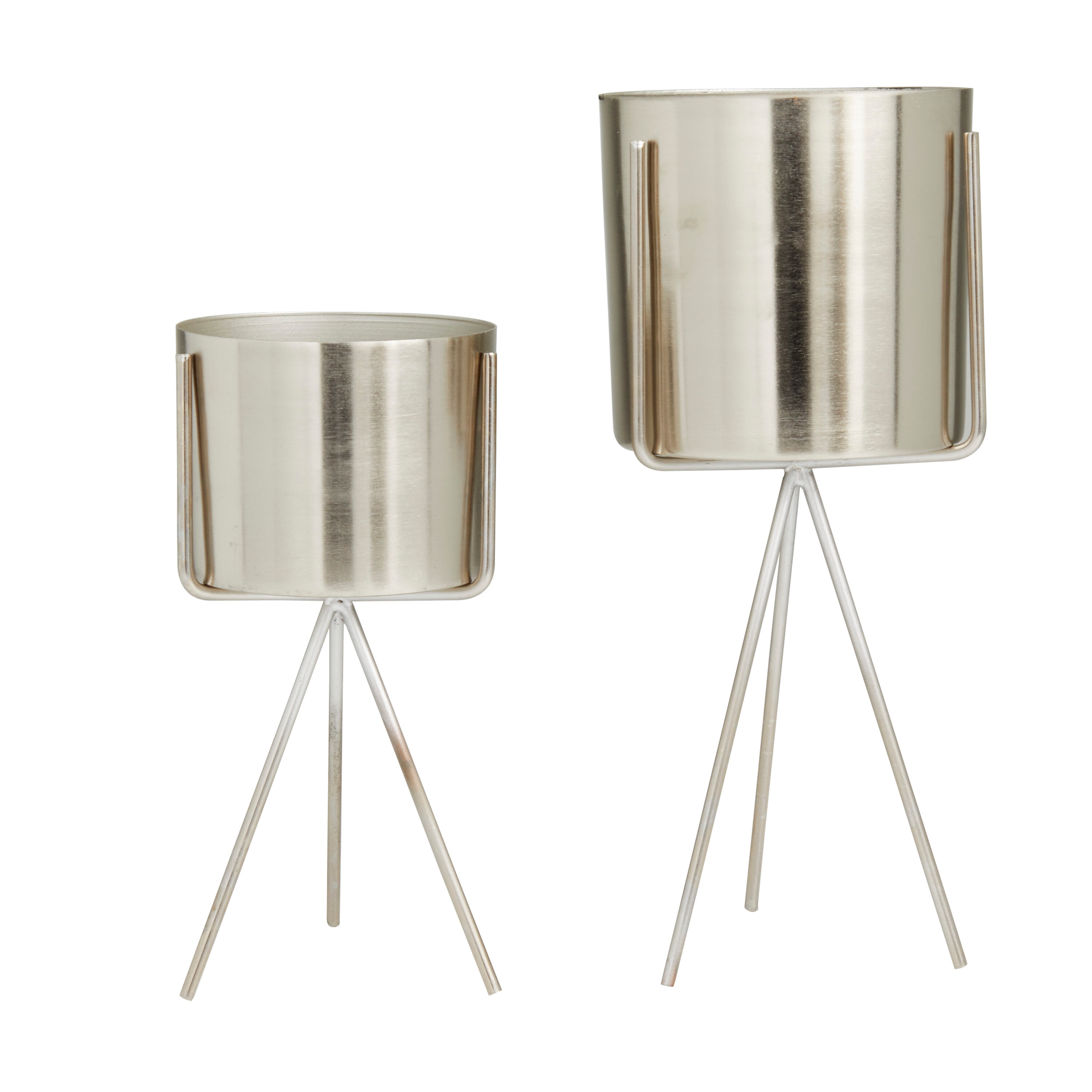 Grayson Lane 2 Pack Round 5 In W Small Silver Metal Contemporary Modern Indoor Planter Stand