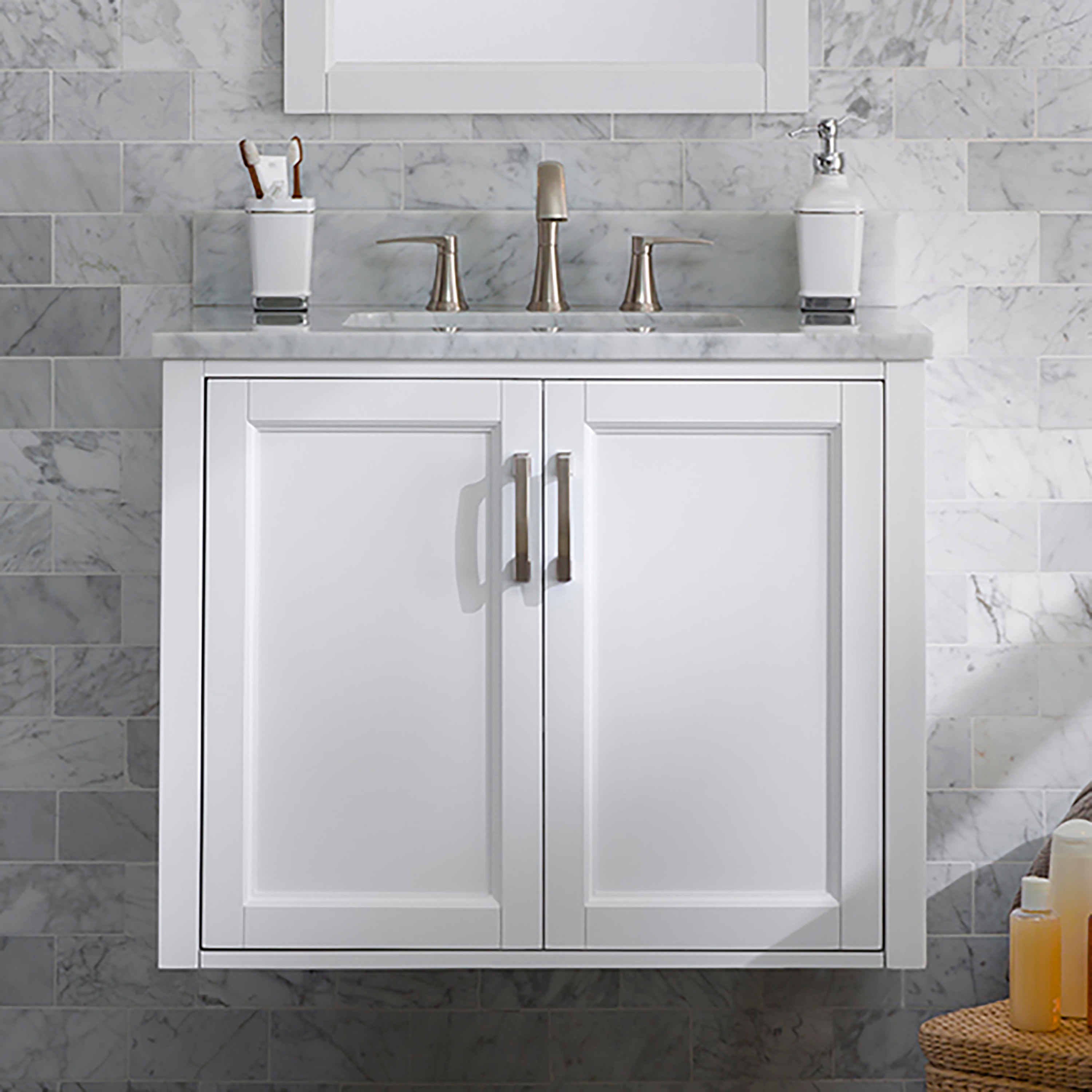 Undermount Single Sink Bathroom Vanity, Bathroom Vanities With Carrara Marble Tops