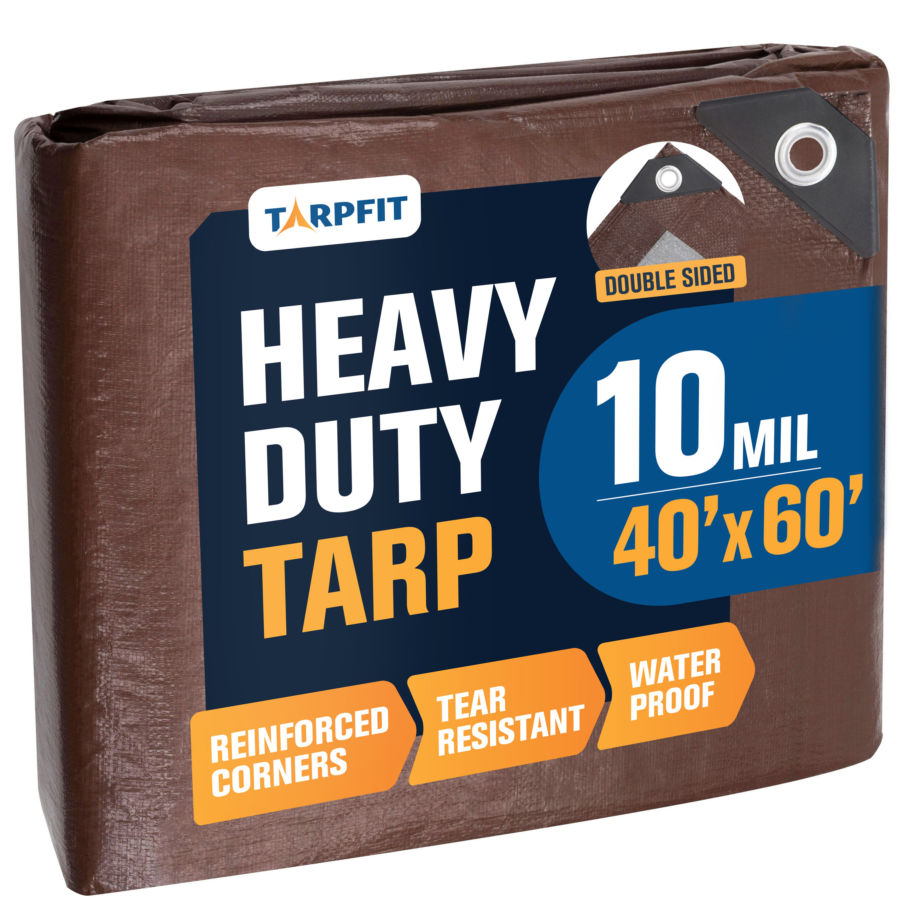 TARPFIT T10F-BS4060 40-ft x 60-ft Brown Waterproof Commercial Polyethylene 10-mil Tarp