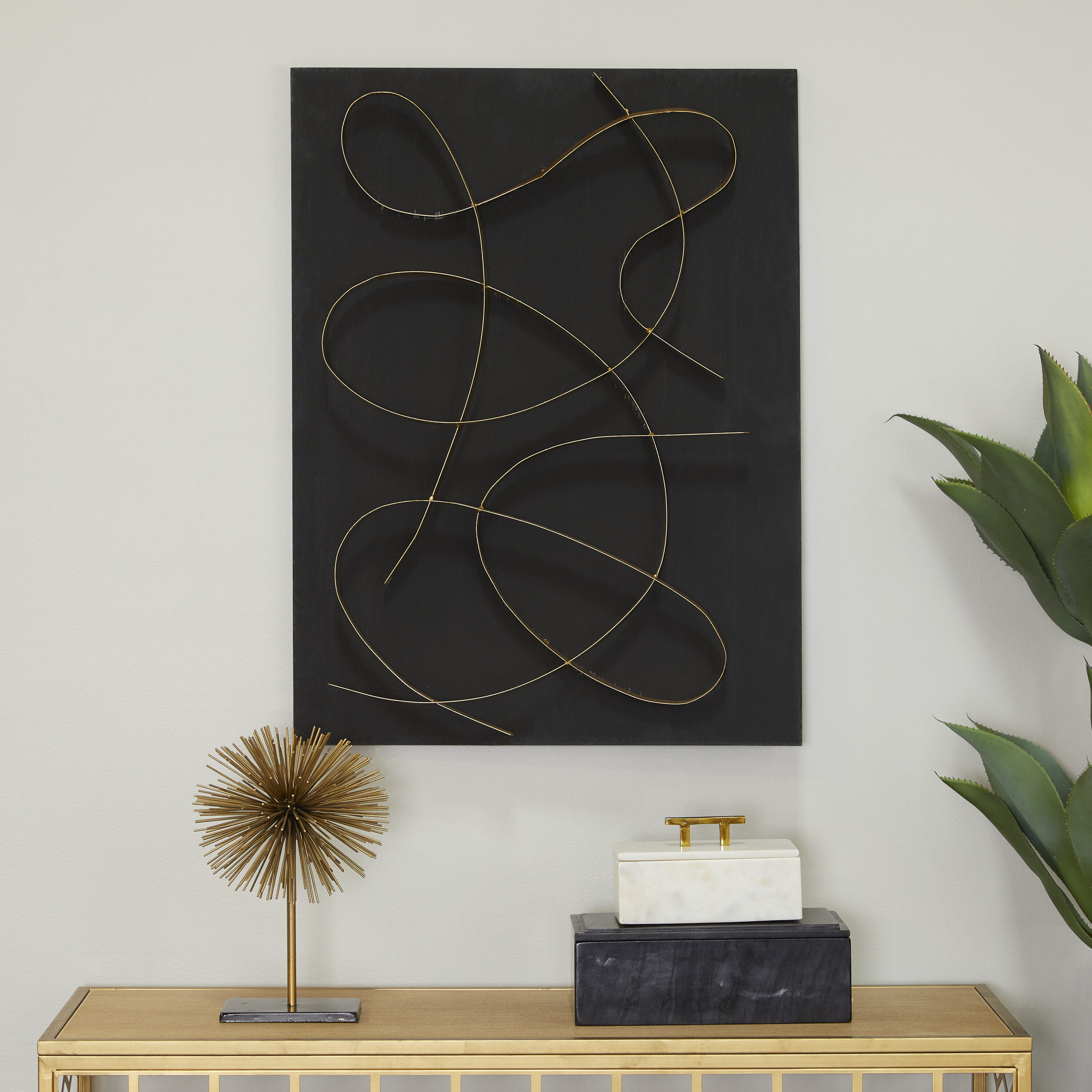 Grayson Lane 87843 24-Inches W x 32-Inches H Metal Overlapping Lines with Black Backing Abstract Wall sculpture