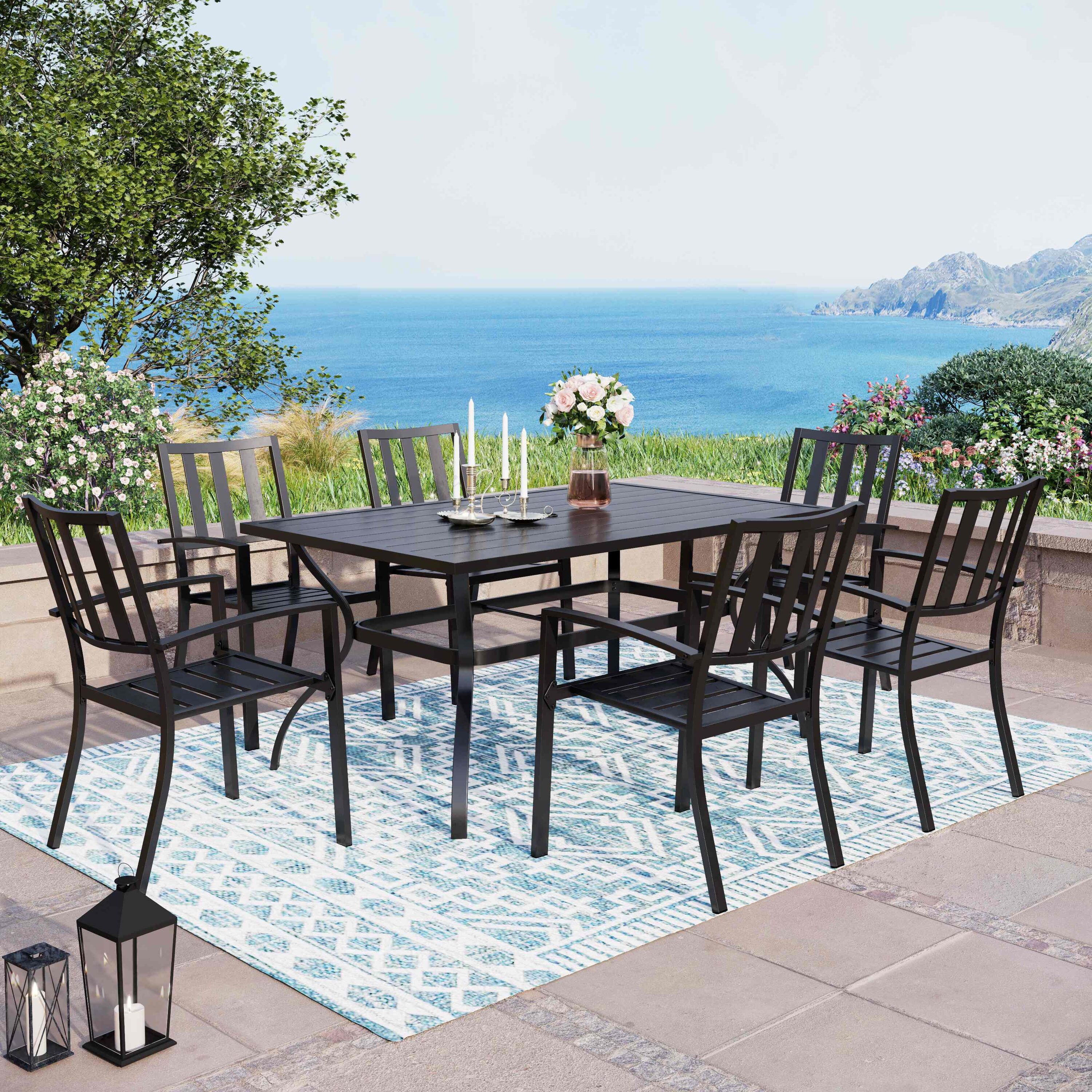 Sunshine Valley BIRMINGHAM 7Piece Black Patio Dining Set Steel