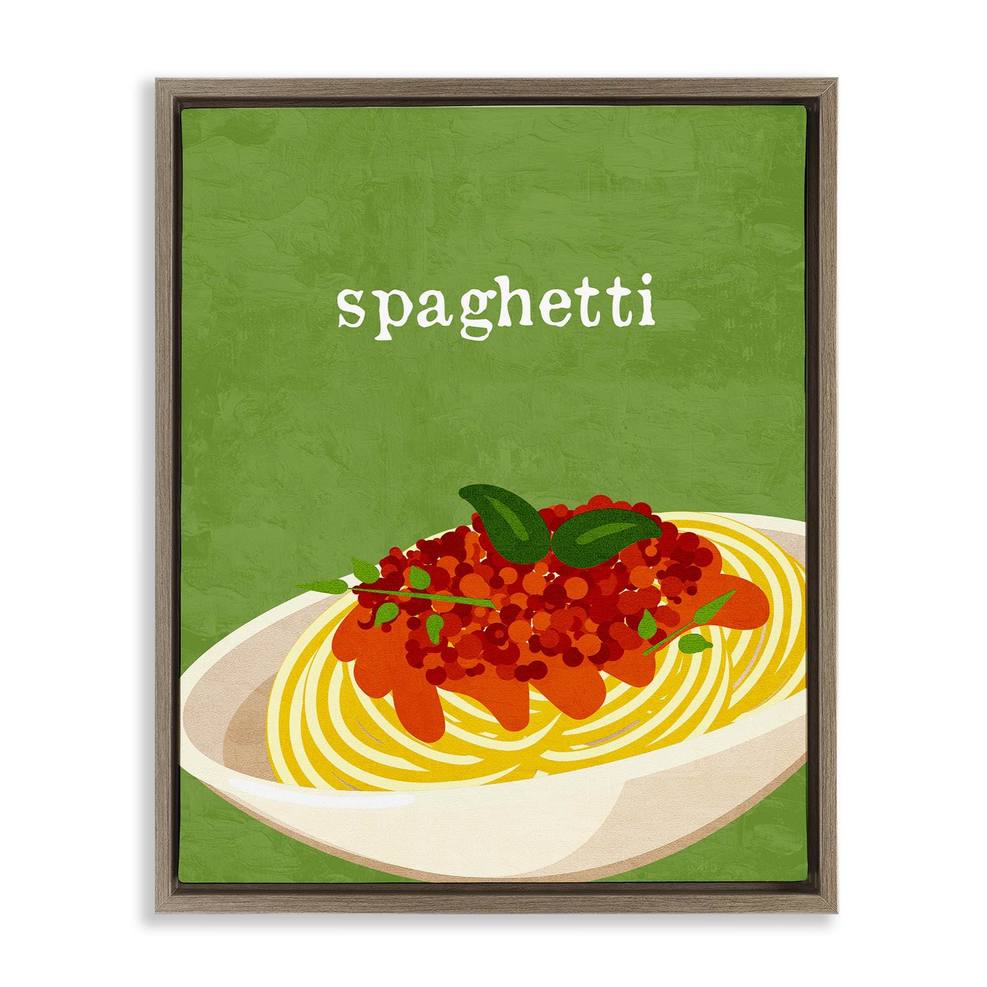 Stupell Industries BS-450-FFE-16X20 Spaghetti Italian Cuisine Brown Framed Floater Canvas Wall Art By Kim Allen 17 x 21