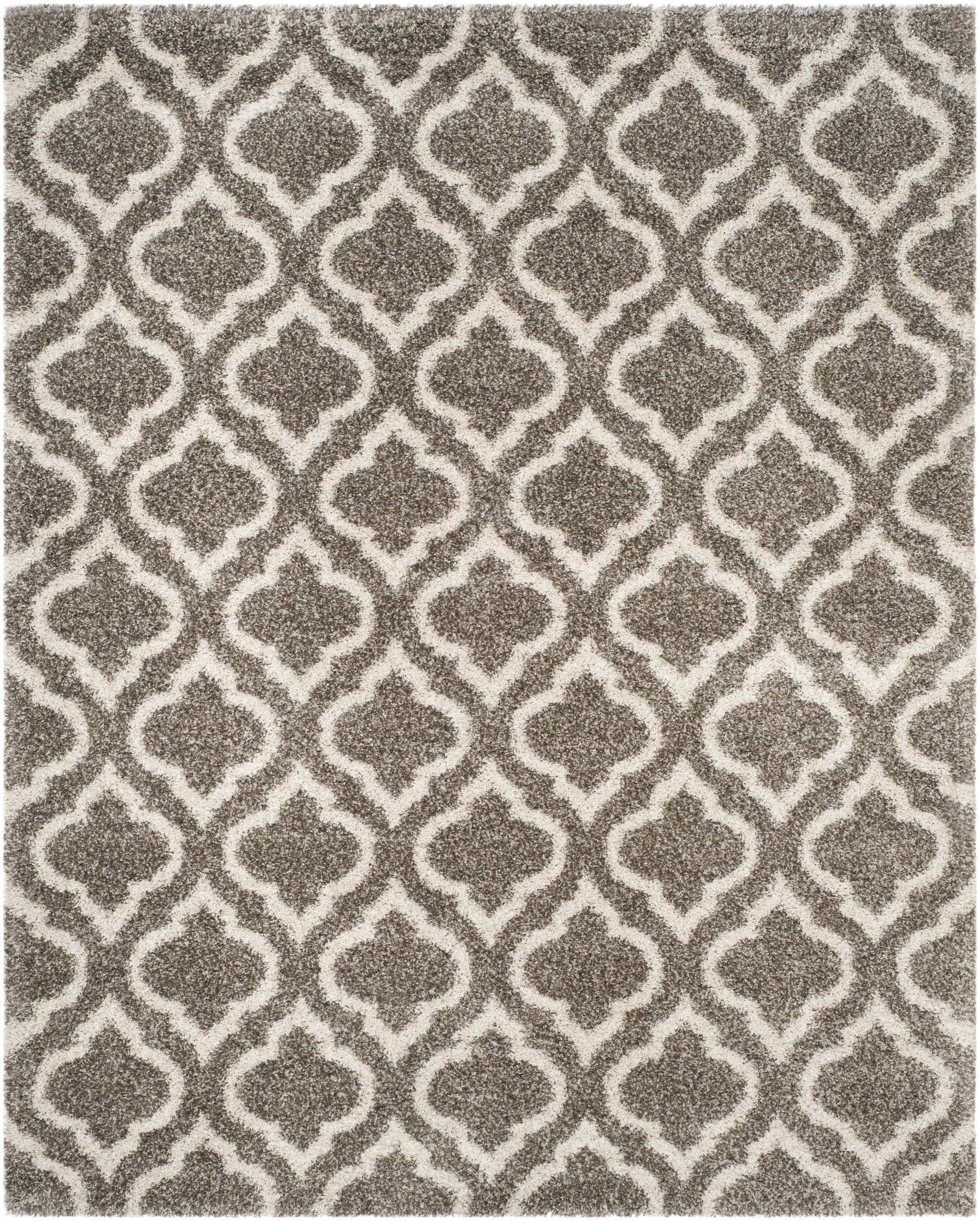 Safavieh SGH284B-6 Hudson Tensas Shag 6 x 9 (ft) Loomed Polypropylene Gray/Ivory Rectangular Indoor Trellis Area rug