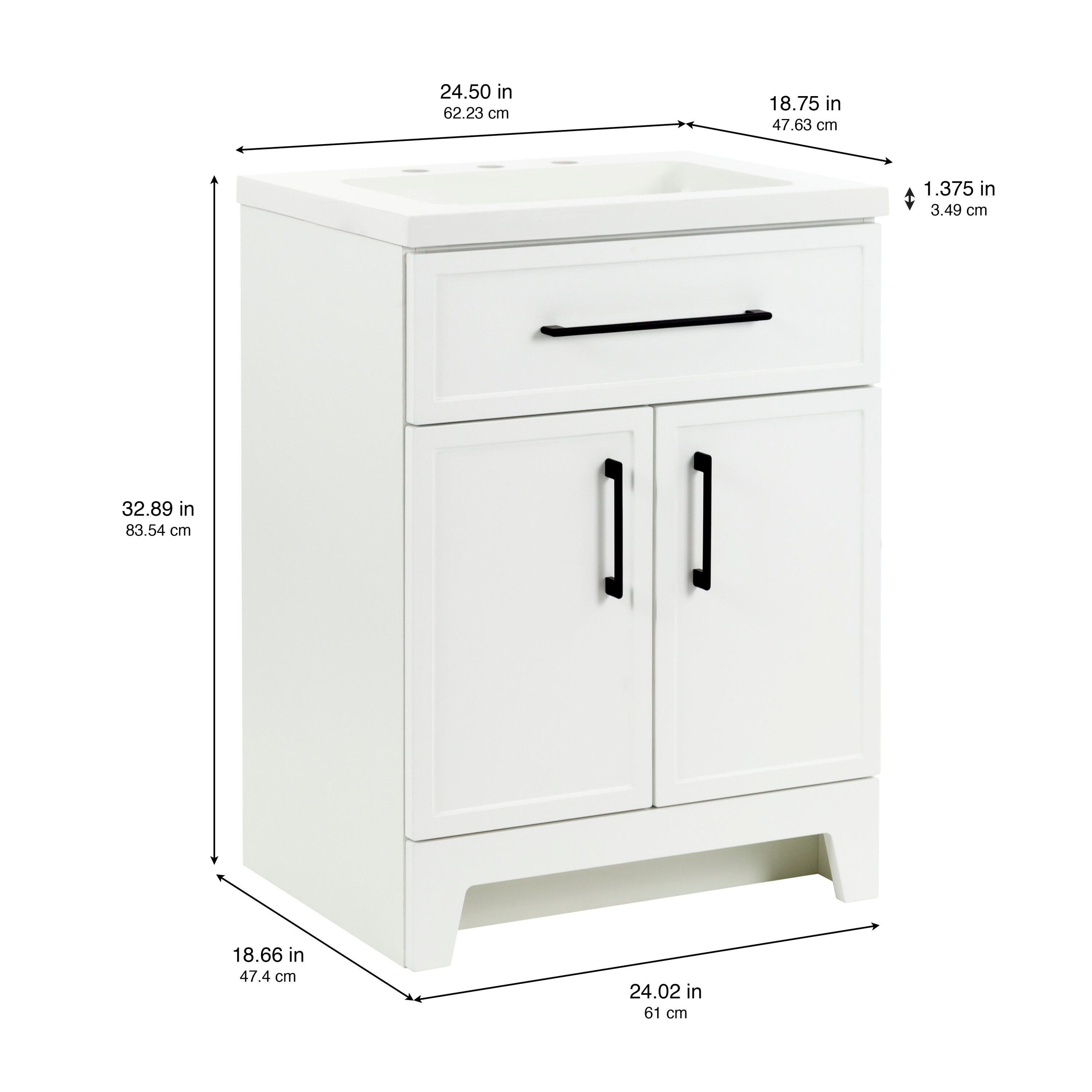 Style Selections Potter 24-in White Single Sink Bathroom Vanity with ...