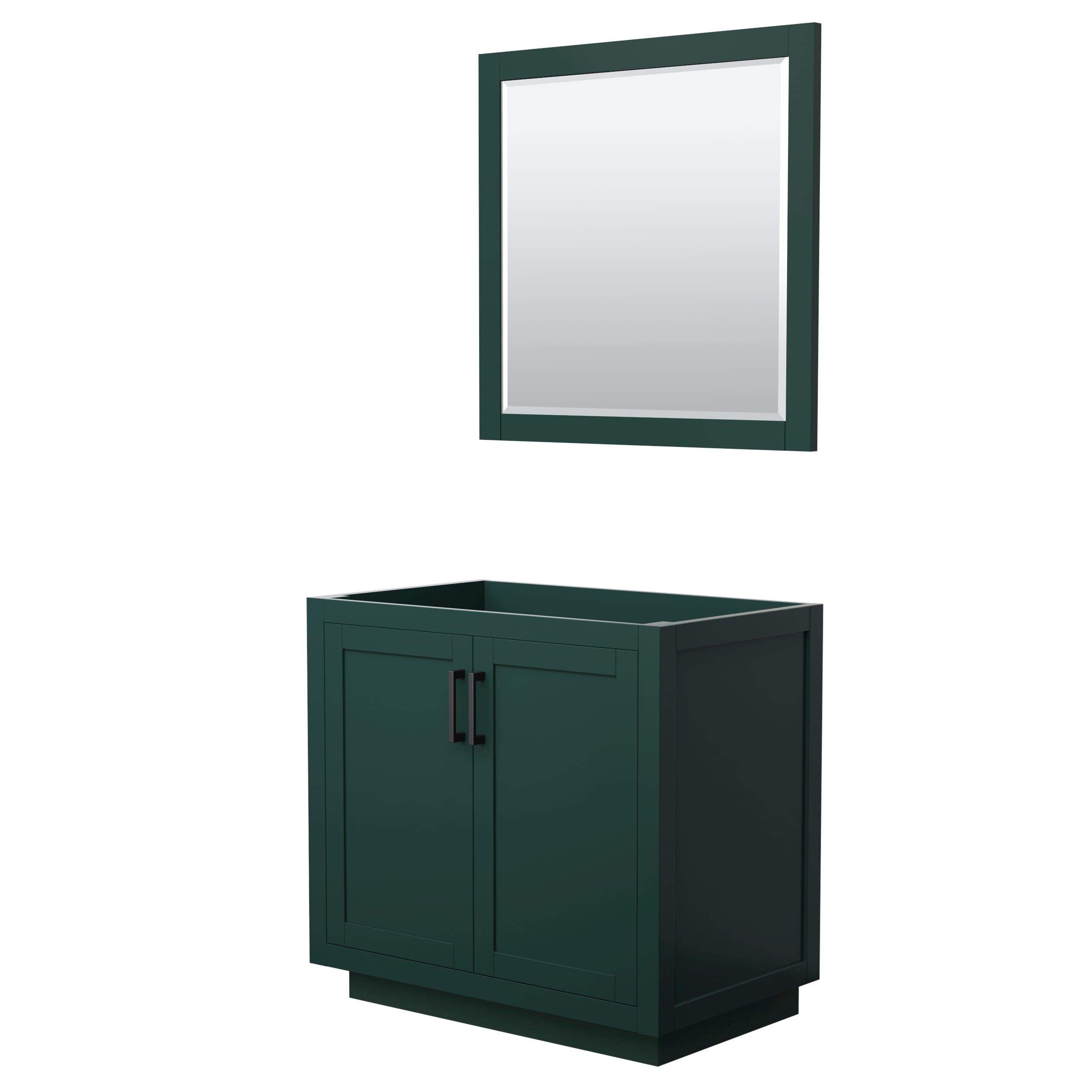 Wyndham Collection WCF292936SGKCXSXXM34 Miranda 36-in Green with Matte Black Trim Bathroom Vanity Base Cabinet without Top (Mirror Included)