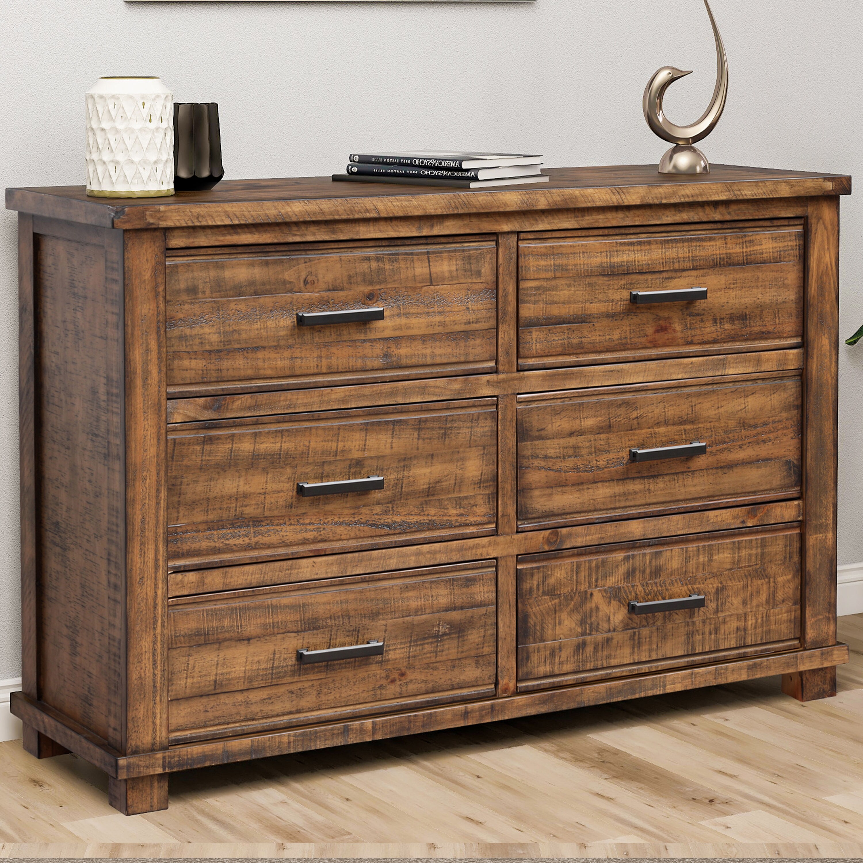 CASAINC 6 Drawers Wider Dresser Natural Pine 6 Drawer Standard Dresser   43497020 