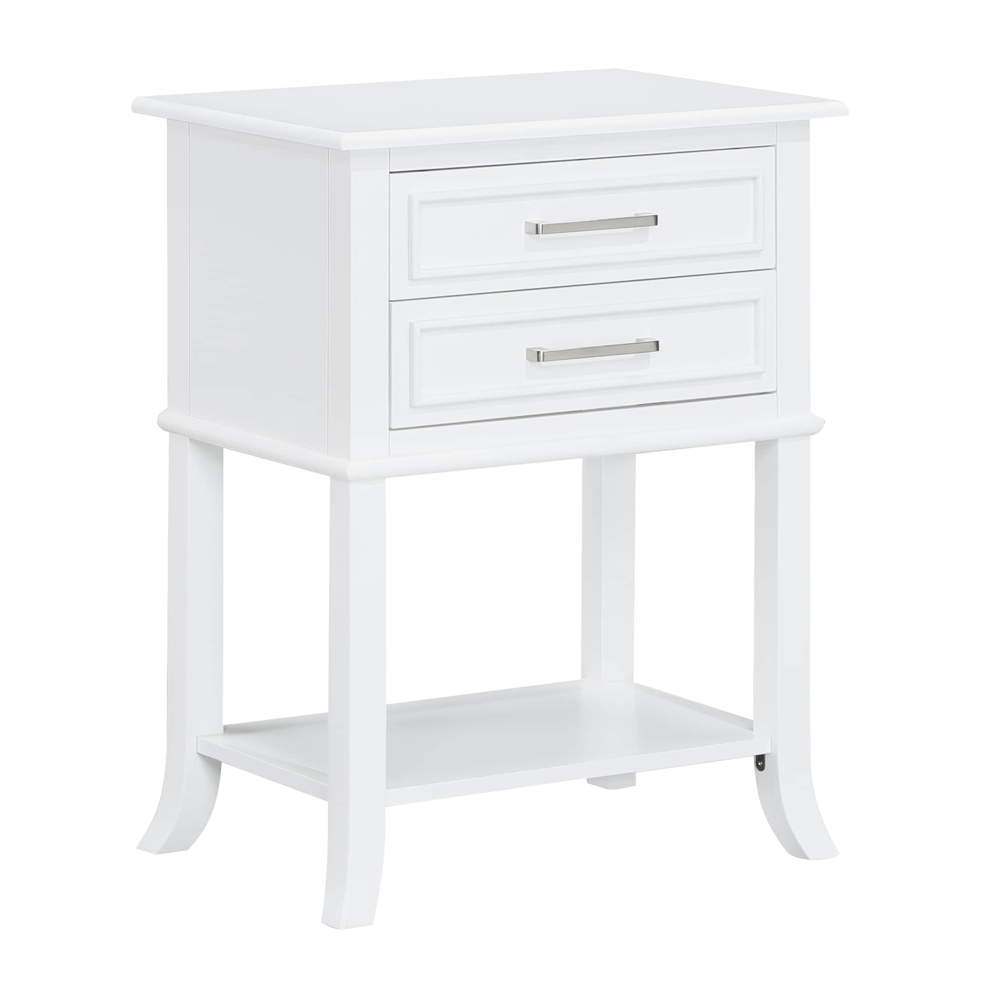 Convenience Concepts V2-275 22-in W x 28.75-in H White Composite Rectangular Modern End Table with Storage Assembly Required