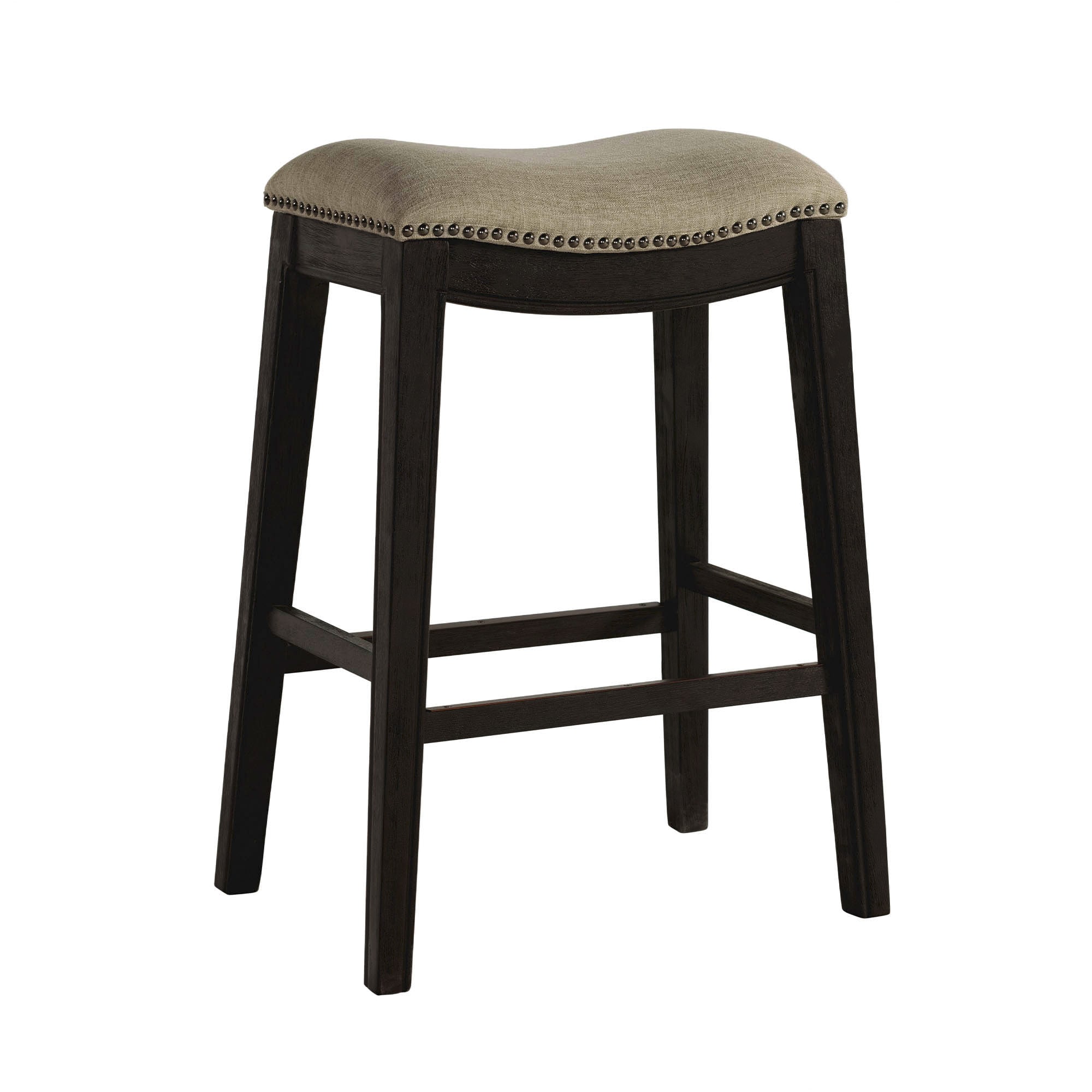 Picket House Furnishings LPK150BST Linen 30-in H Bar height (28-in to 33-in) Bucket Seat Upholstered Wood Bar Stool