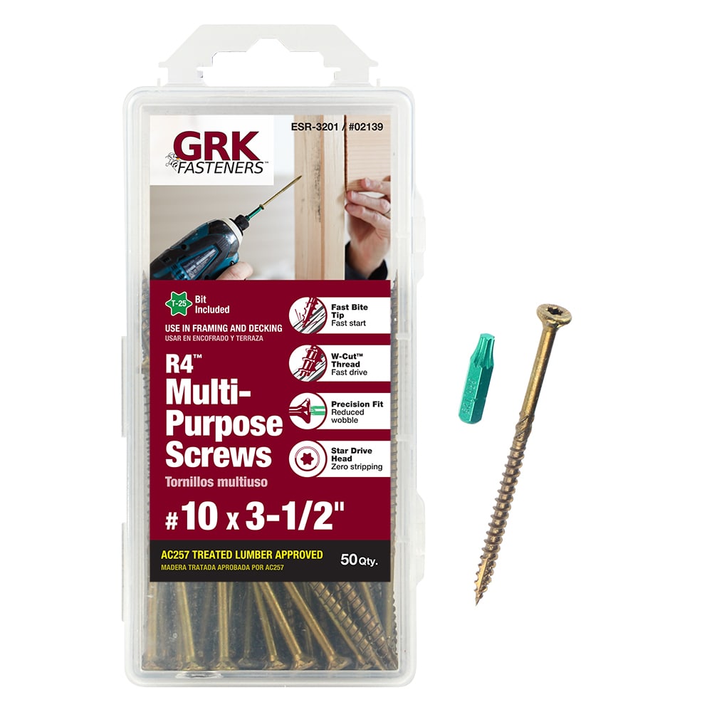 GRK Fasteners 02139 R4 #10 x 3-1/2-in Polymer Exterior Wood screws ( 50 -Per Box )