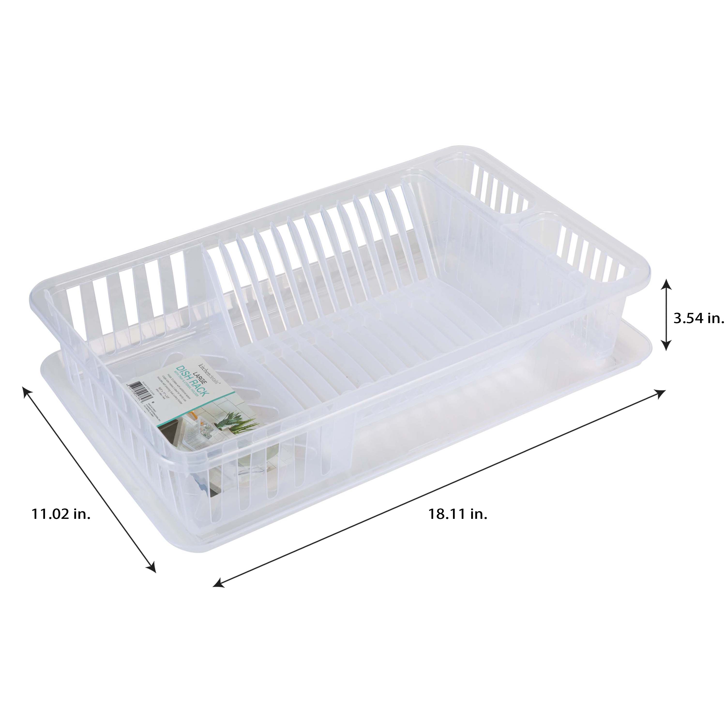 Kitchen Details 11.02-in W x 18.11-in L x 3.54-in H Polypropylene Dish Rack  and Drip Tray in the Dish Racks & Trays department at