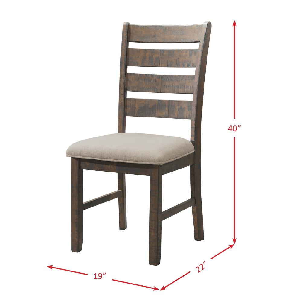 Rustic Cream Linen and Smokey Walnut Wood Ladderback Side Chair