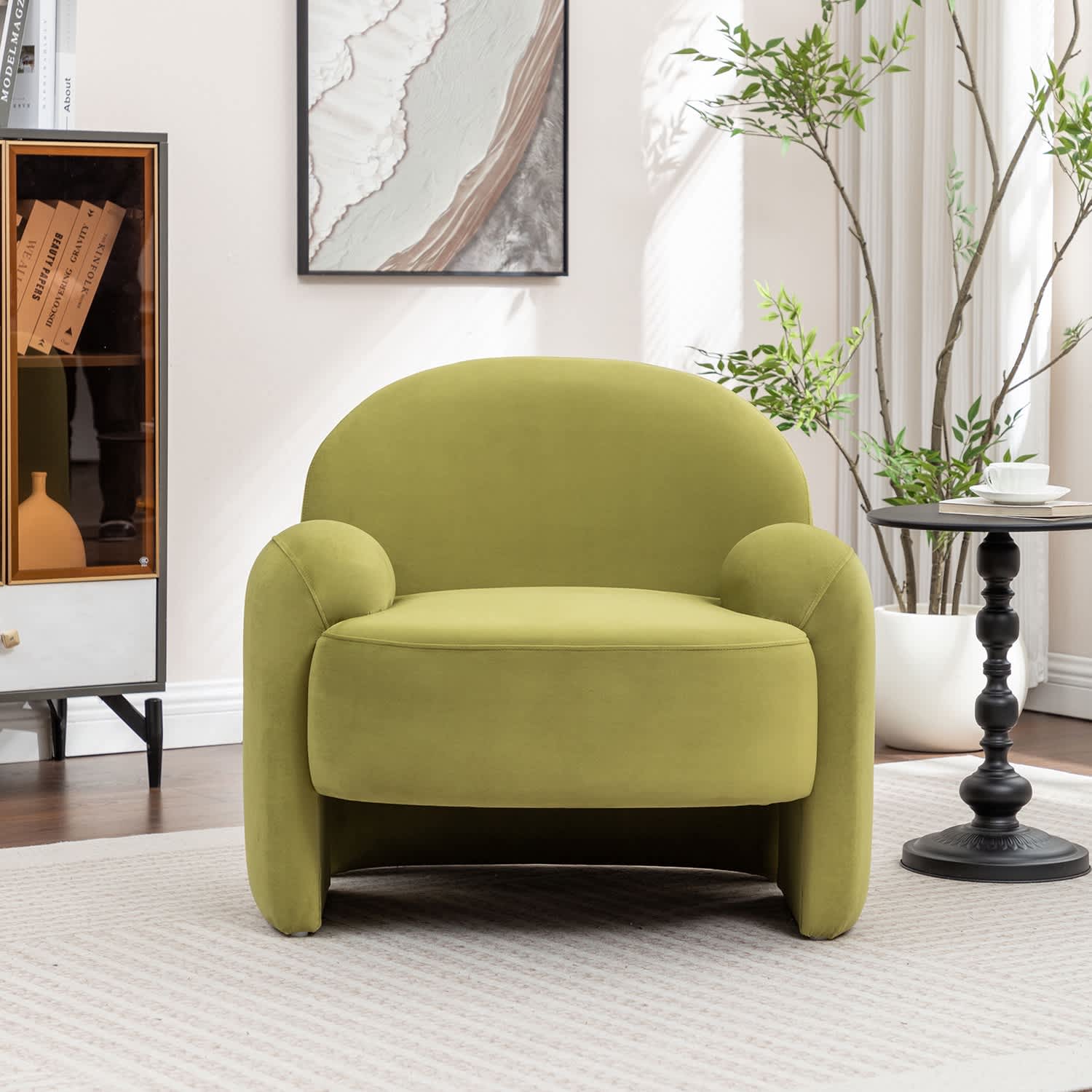 SEYNAR -  Modern Glam Velvet Thickened Seat Cushion Accent Chair