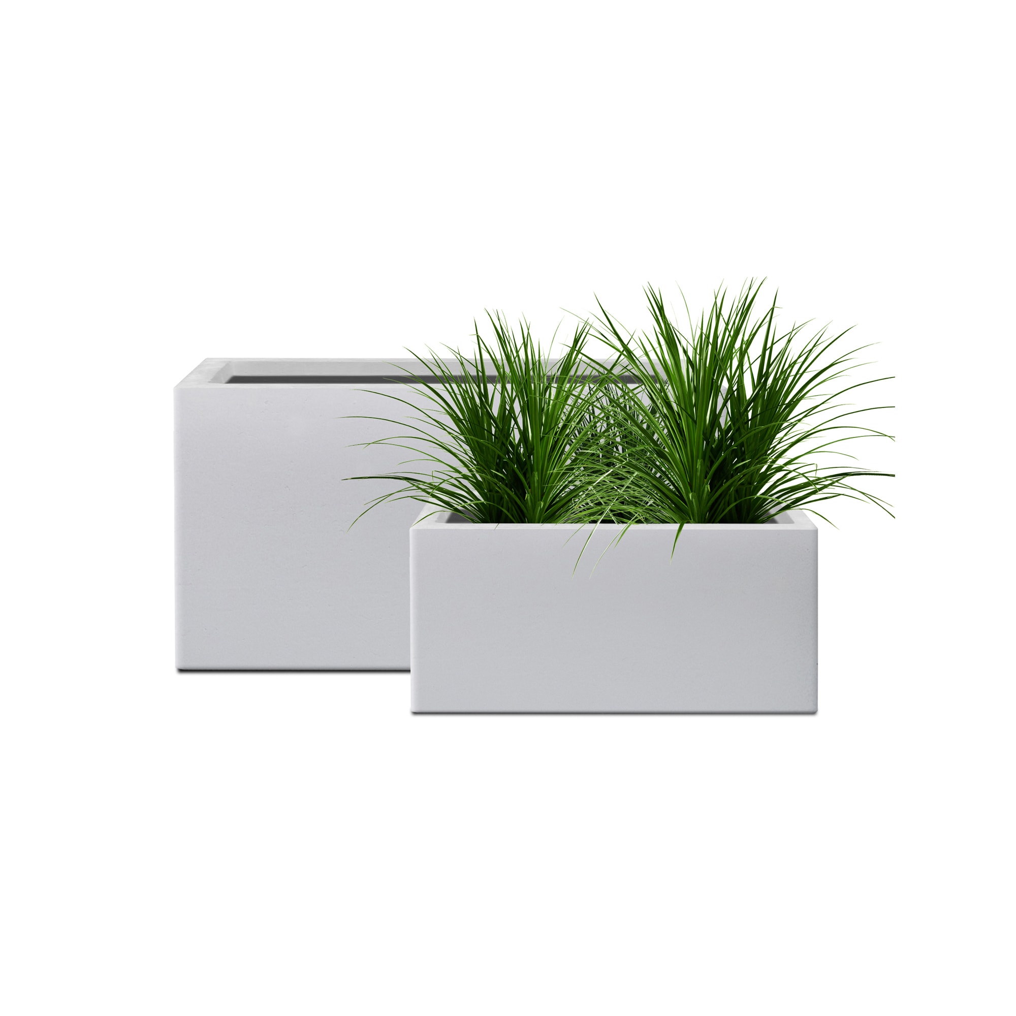 PLANTARA PA0264AC-8011 2 -Pack Rectangle 15.7-in W Extra Large White Concrete Contemporary/Modern Indoor/Outdoor Planter with Drainage Holes