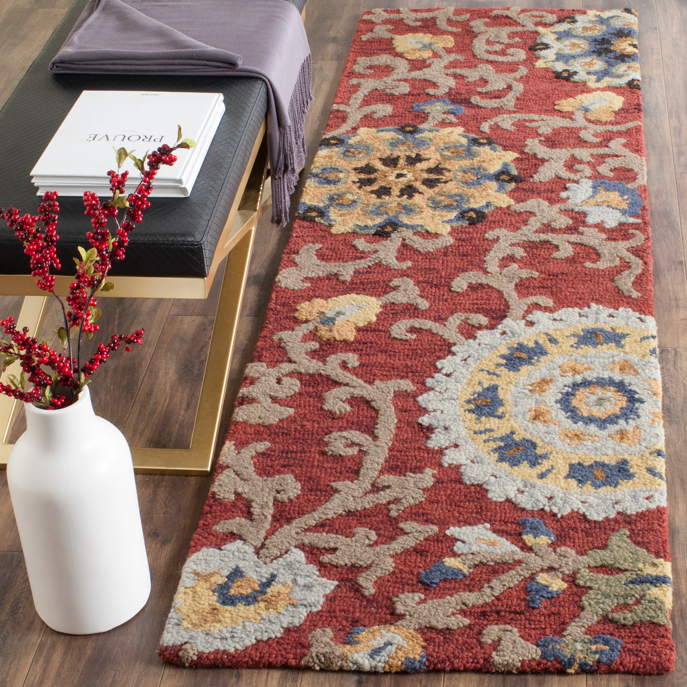  Blossom 401 Red/Multi Traditional 2ft-3in x 14ft Runner Rug