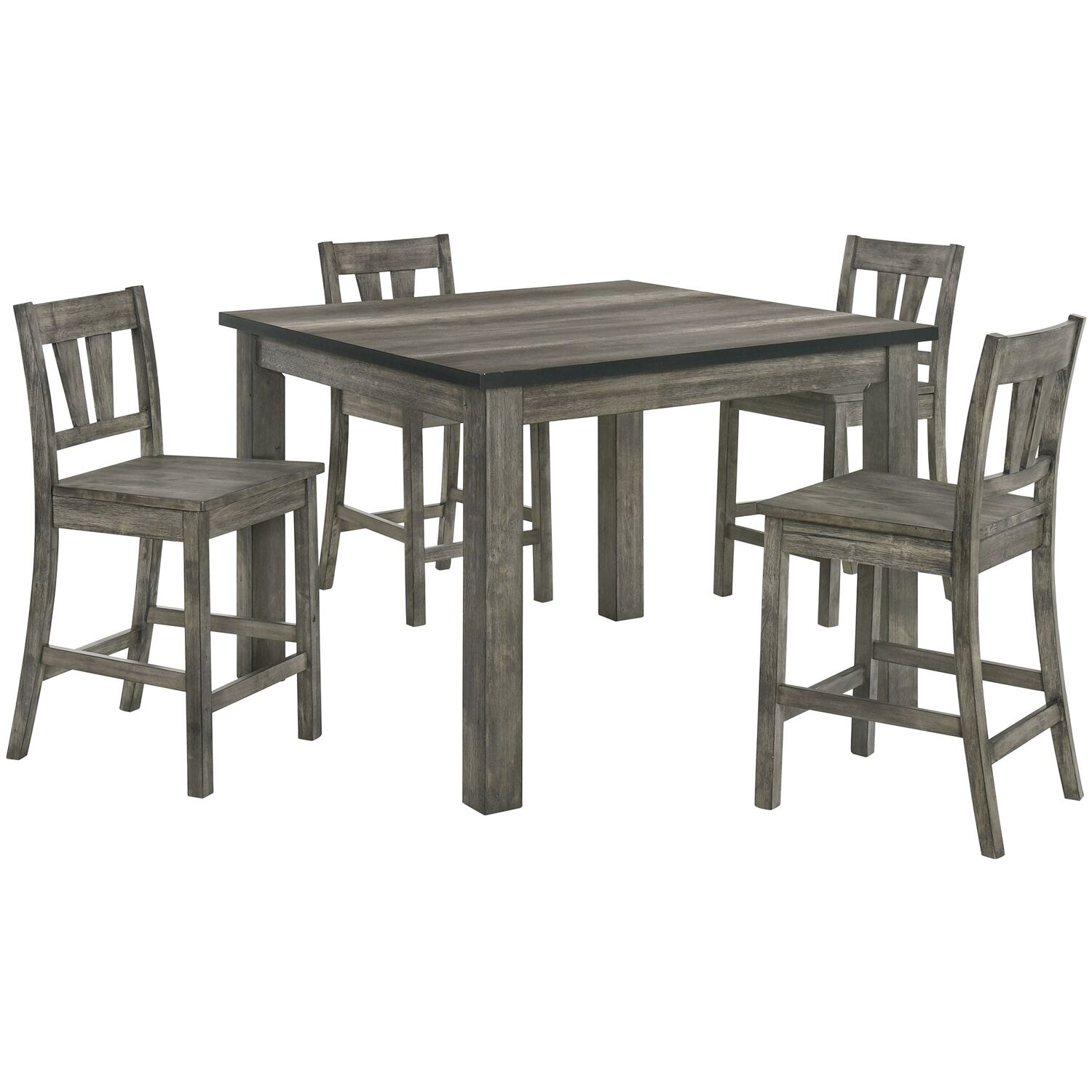 Cambridge 982006-WD5PC-WG Weather Gray Contemporary/Modern Dining Room Set with Square Table ( Seats 4 )