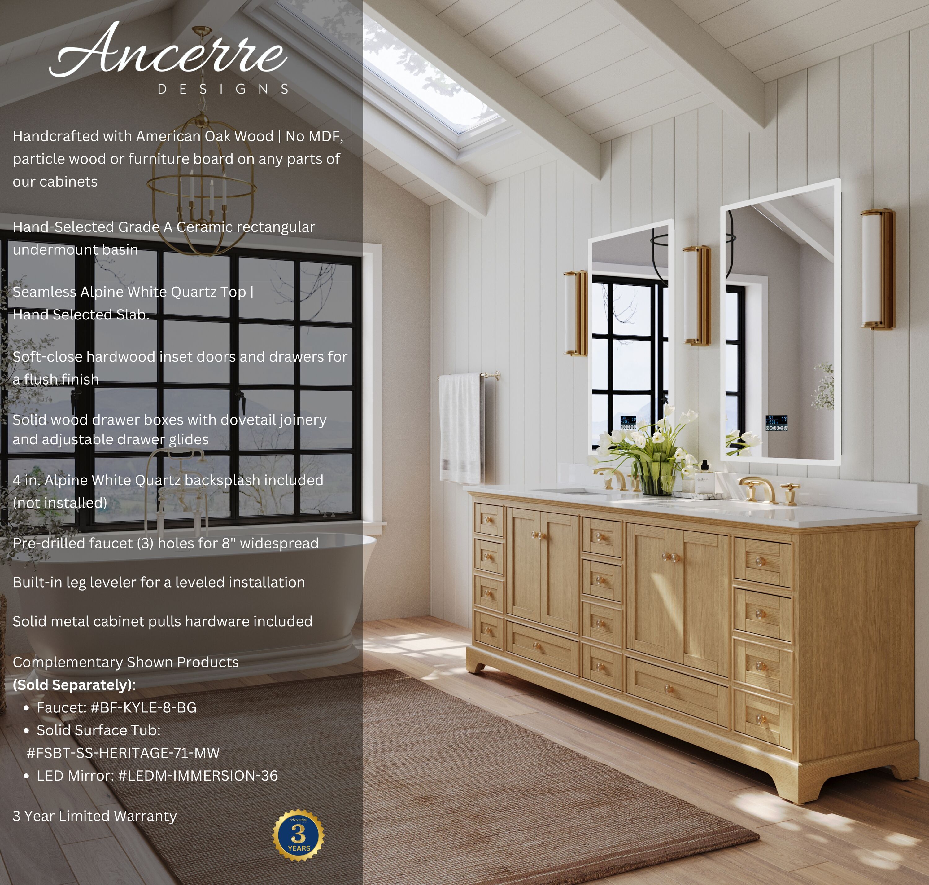 Ancerre Designs VTSAUDREY84OAKWQZ Bath-Vanity-Combo - View #2