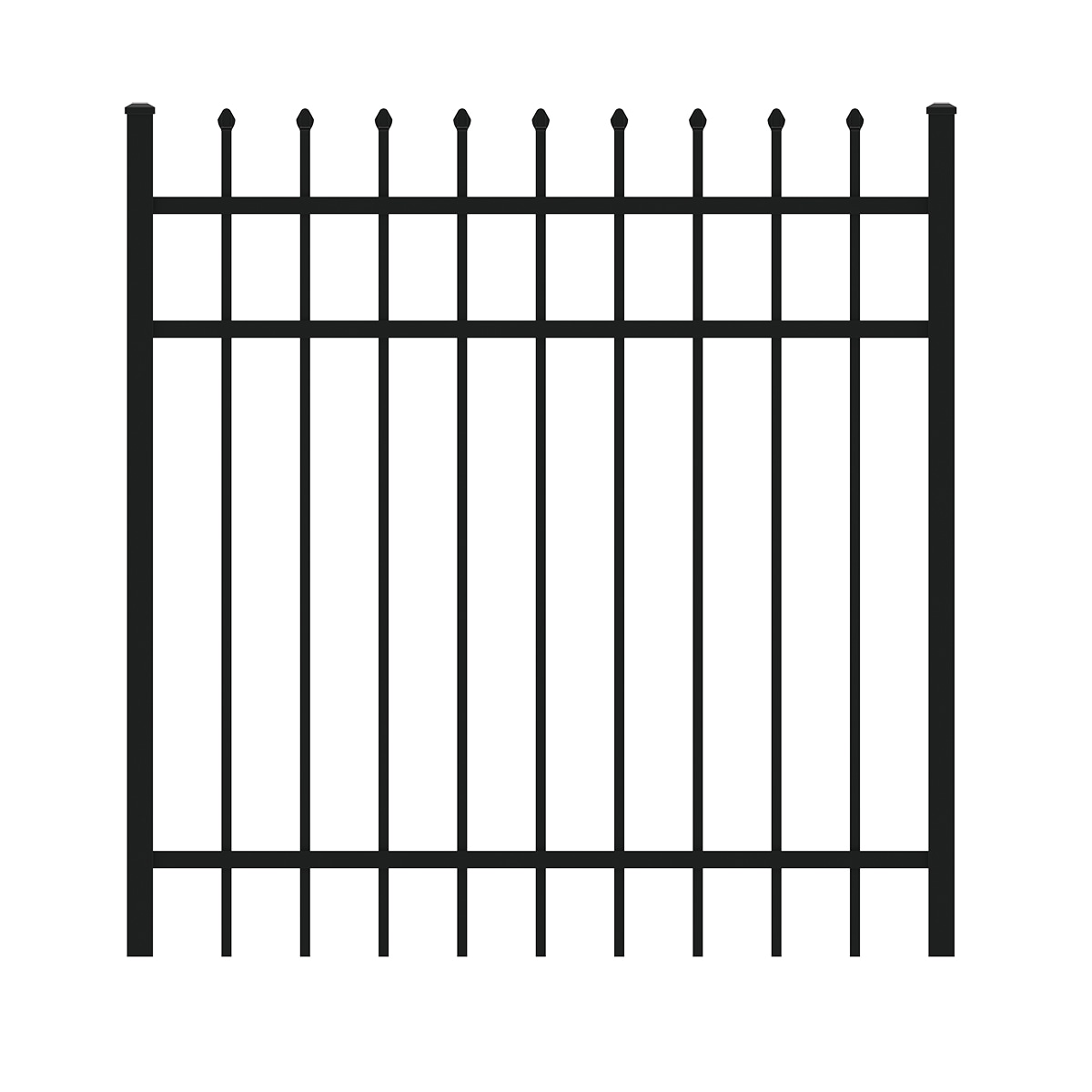 Ironcraft 833665 Orleans 4-ft H x 4-ft W Black powder-coated Aluminum Yard Spaced picket Fence gate
