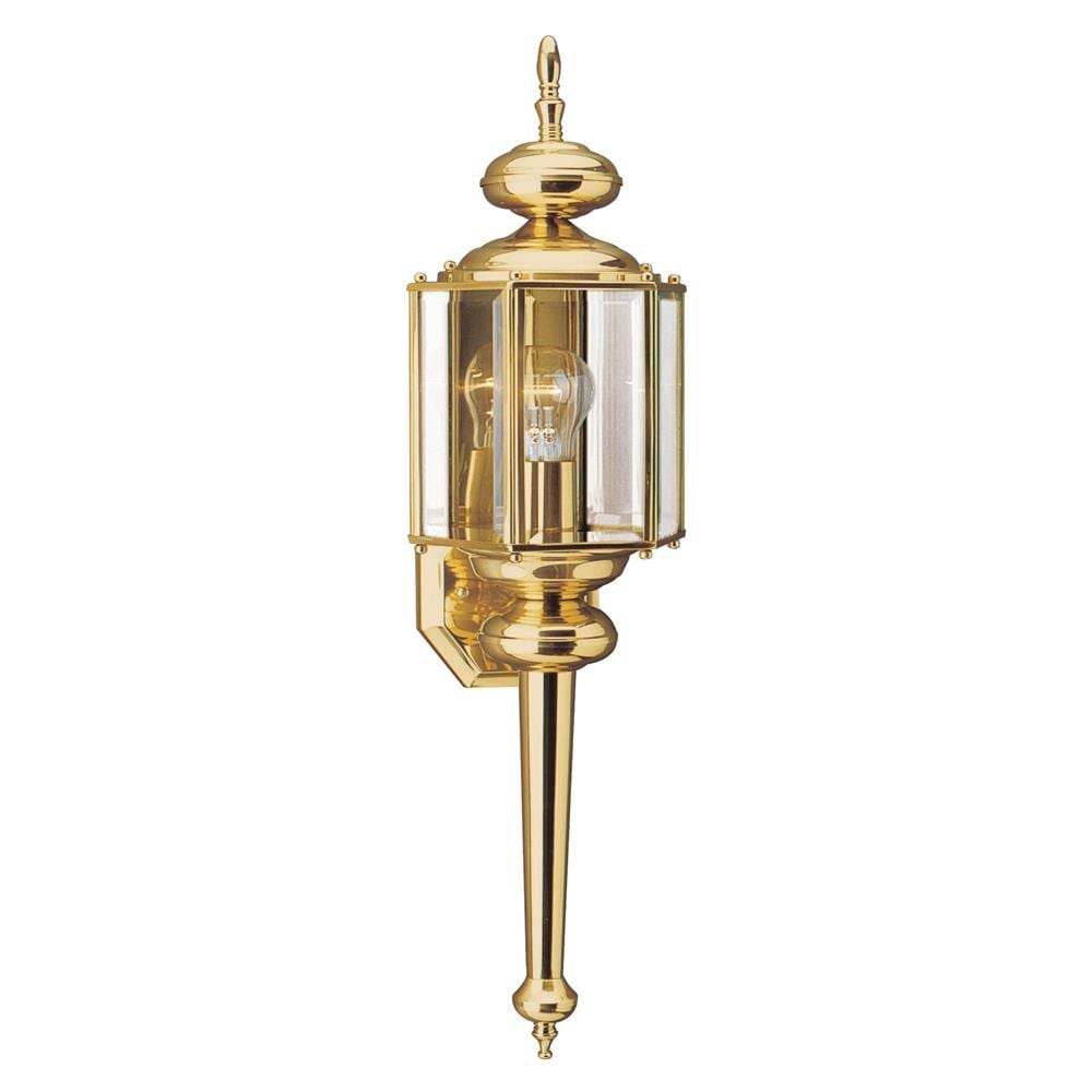 Polished Brass Outdoor Wall Lantern with Clear Beveled Glass