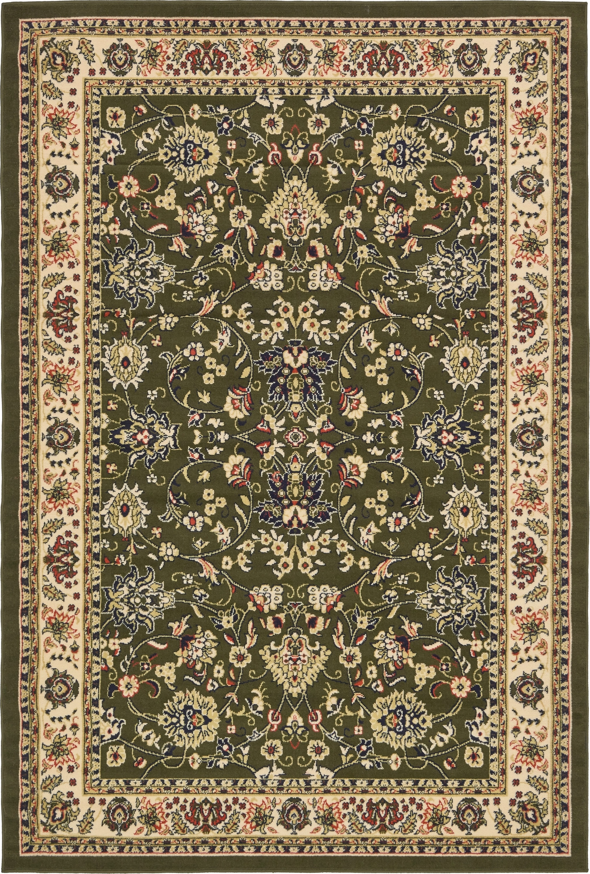 Unique Loom 3128760 Washington Sialk Hill 6 x 9 (ft) Loomed Polypropylene Olive/Ivory Rectangular Indoor Floral/Botanical Vintage Area rug