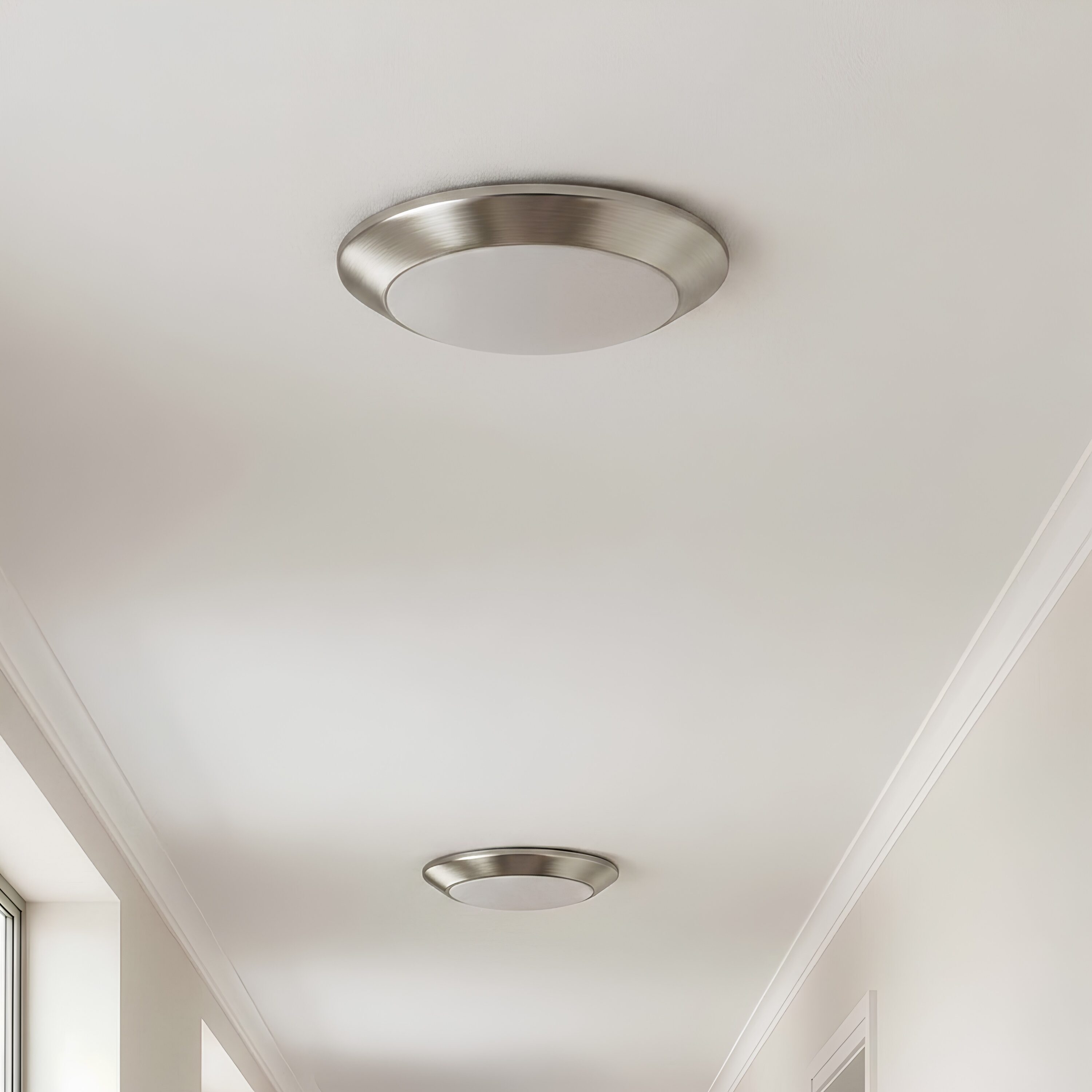 Project Source 7.4-in Brushed nickel Indoor 1 -Light LED Flush Mount Light 2 -Pack