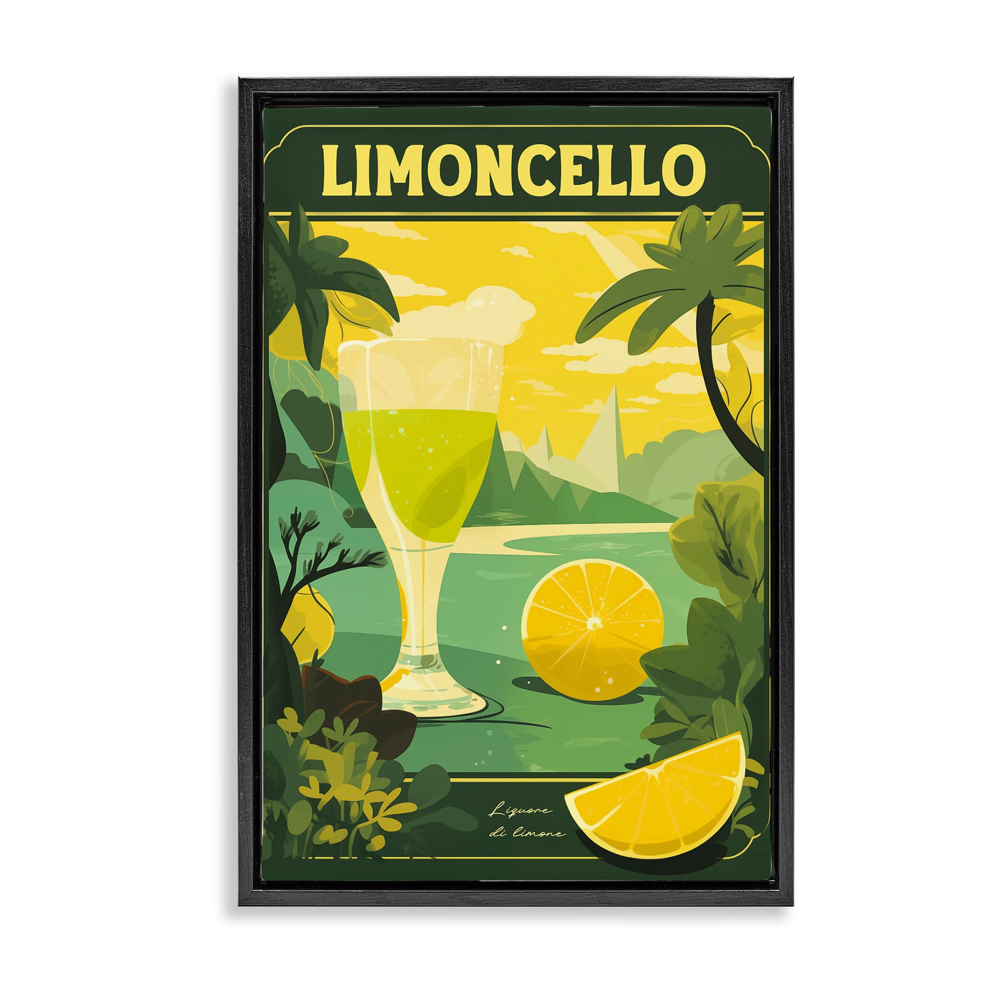 Stupell Industries BT-220-FFB-20X30 Lemon Cocktail in Tropical Scene Black Framed Floater Canvas Wall Art By Andreas Magnusson 21 x 31