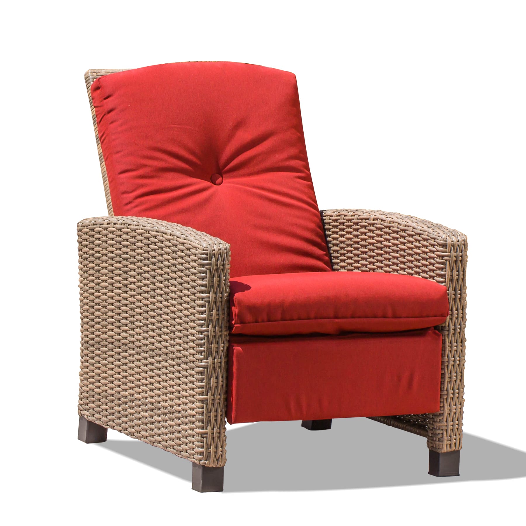Maocao Hoom BH13288 Recliner Chair Brown Steel Frame Stationary Recliner Chair with Red Cushioned Seat