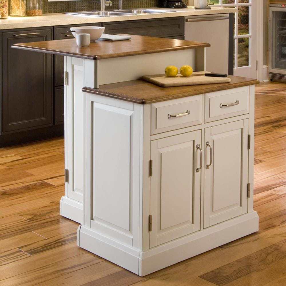Home Styles White Wood Base With Wood Top Kitchen Island 30 In X 39 25 In X 36 5 In In The Kitchen Islands Carts Department At Lowes Com