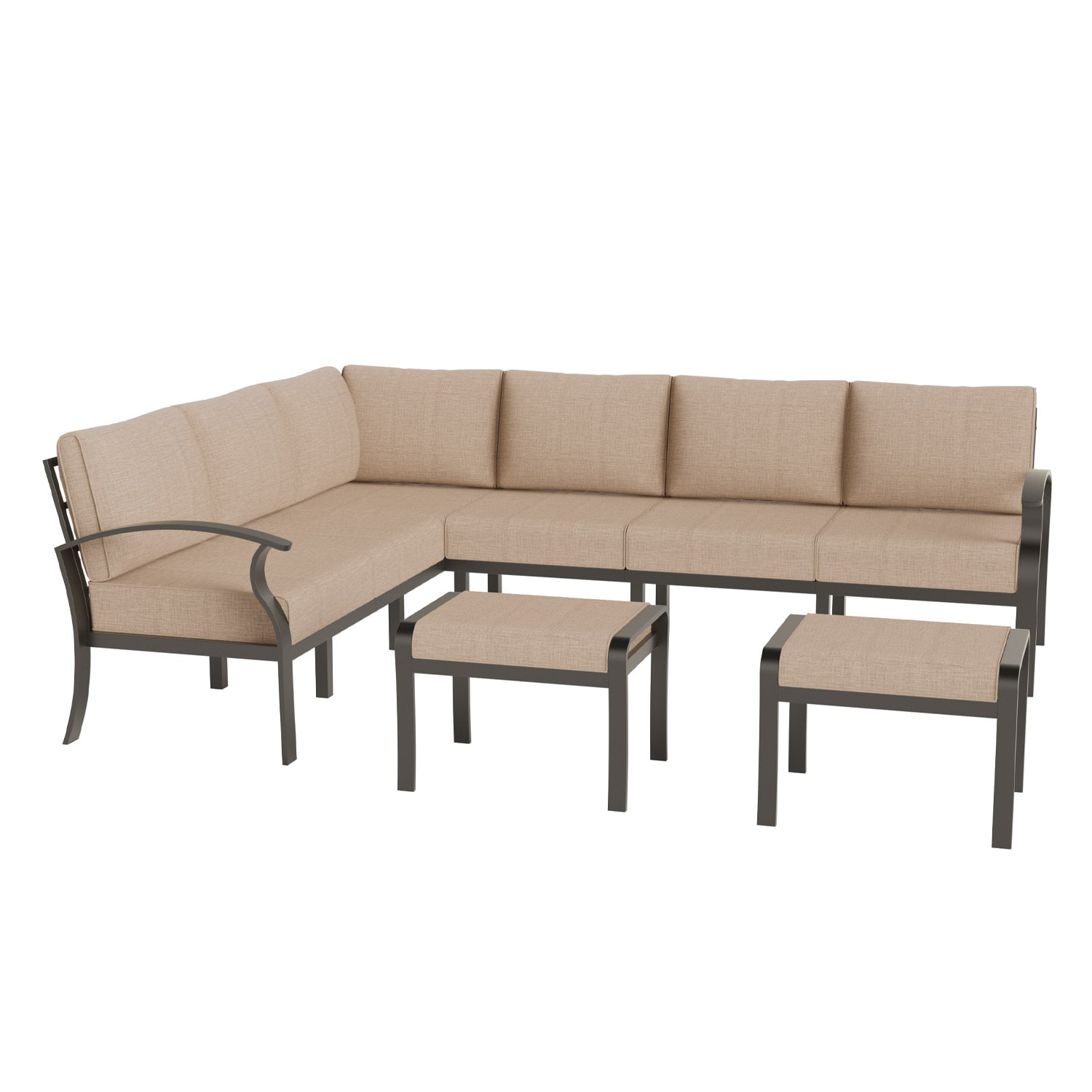 ALAULM LS-L6JD-SAND 8 -Piece Patio Sofa Conversation Set with Brown Cushions