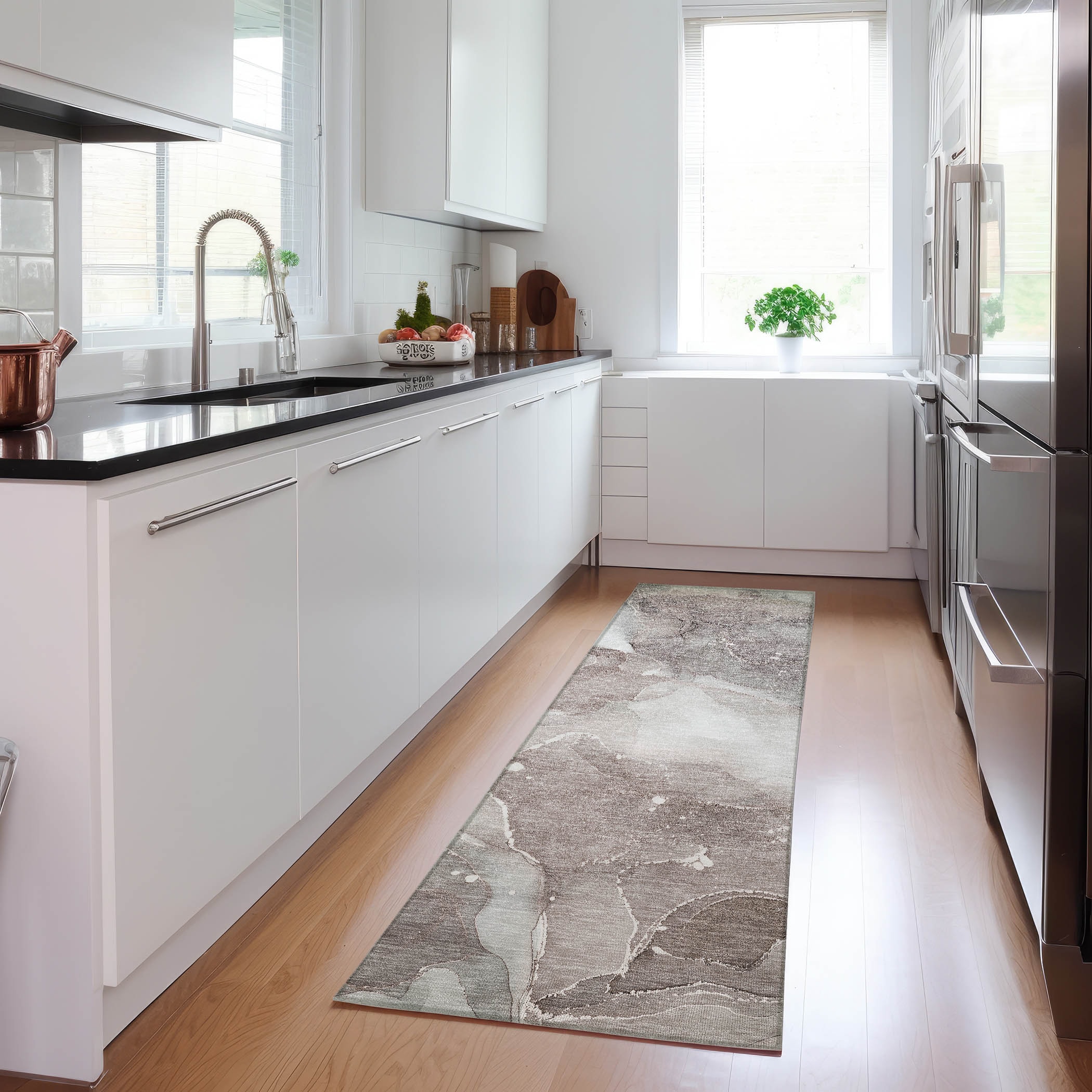 Addison Rugs ACN522TP2X8 Chantille ACN522TP 2 x 7 (ft) Polyester Taupe Rectangular Indoor/Outdoor Abstract Machine washable Area rug