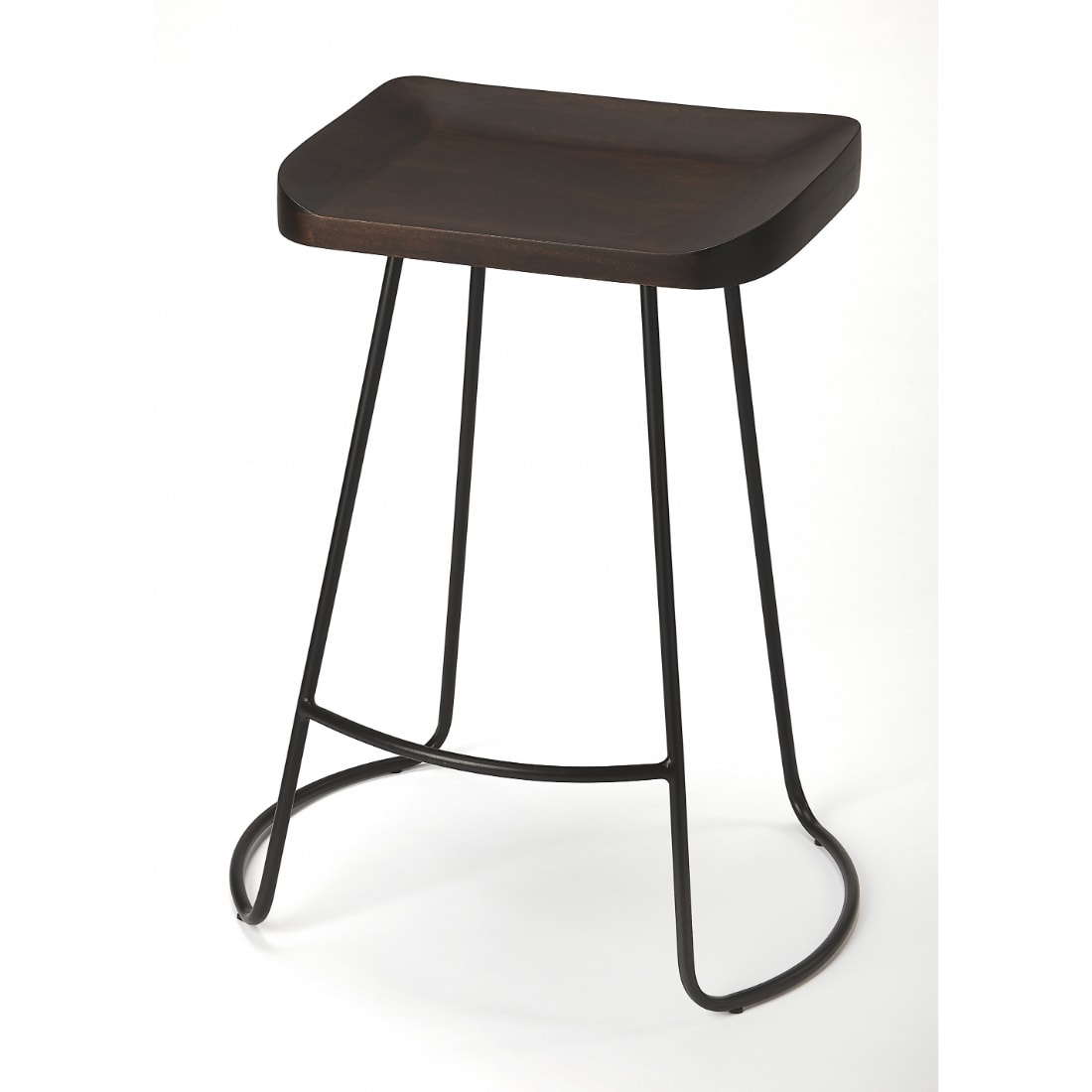 HomeRoots 4000389037 Dark Brown Counter height Saddle Seat Metal Backless Bar Stool