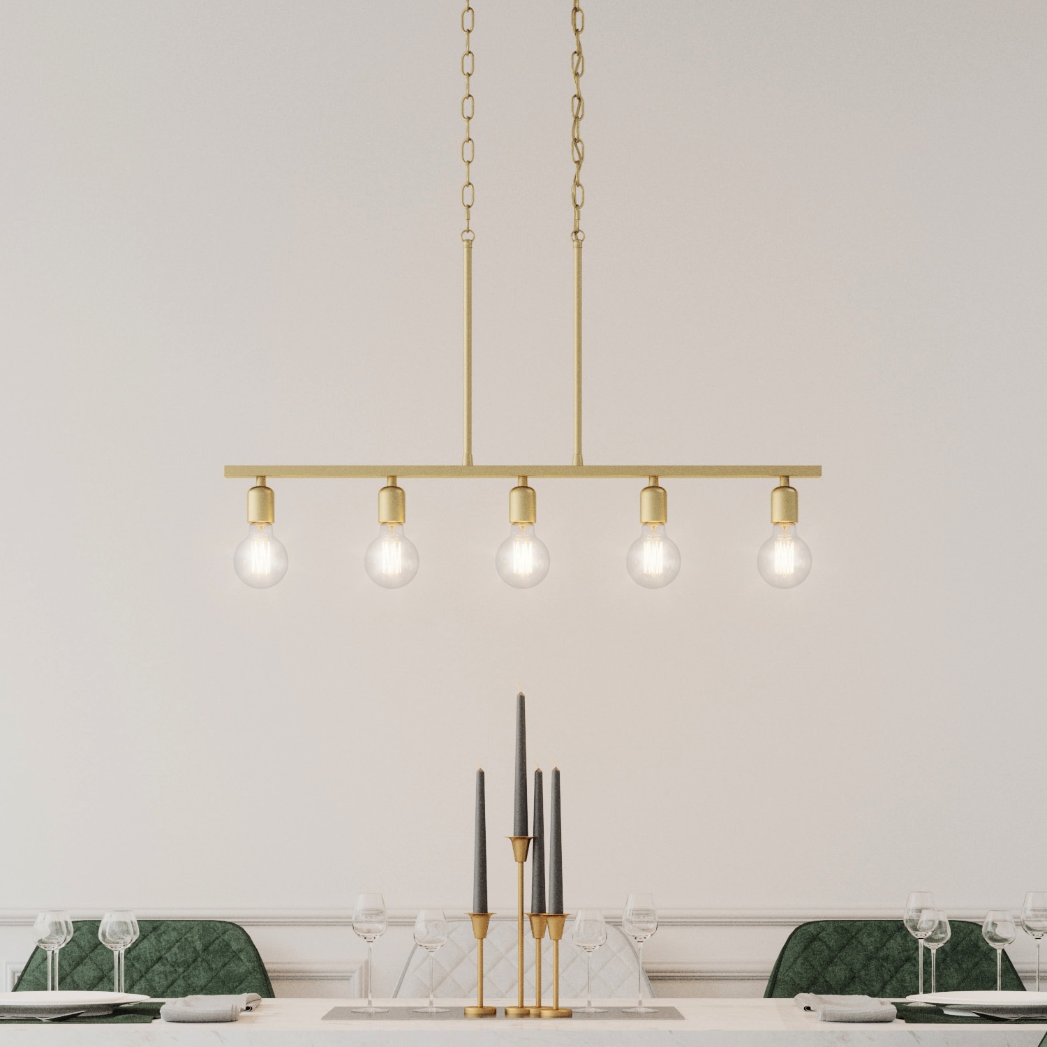 Quoizel LWS6690D2 Pendle Brooke 5 -Light Brushed Gold Modern/contemporary Bare bulb For Use in Bathrooms, Bedrooms, Dining Rooms, Foyers, Kitchens, Living Rooms Chandelier