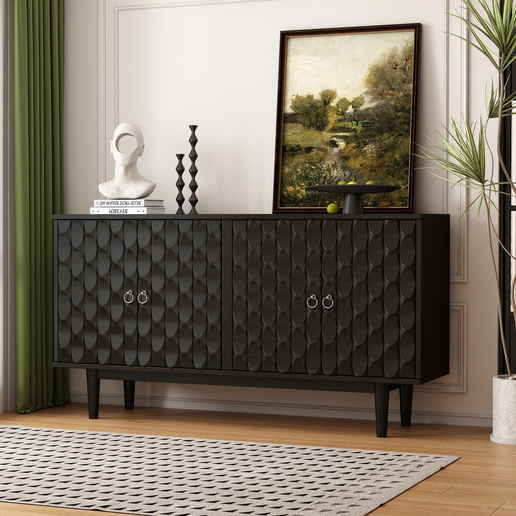 Mondawe MO-TR3105B Contemporary/Modern Black Sideboard