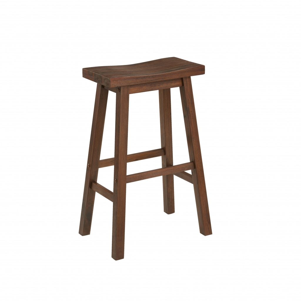 Boraam Industries Sonoma Chestnut Wire Brush 29 In H Bar Height Saddle Seat Wood Backless Bar