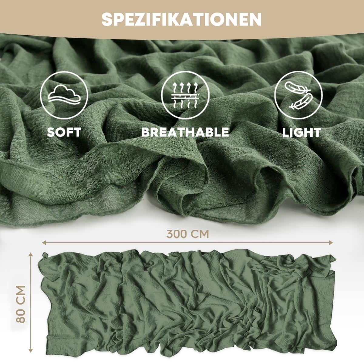 Afoxsos Forest Green Cheesecloth Table Runner 120 Inch Long Polyester ...