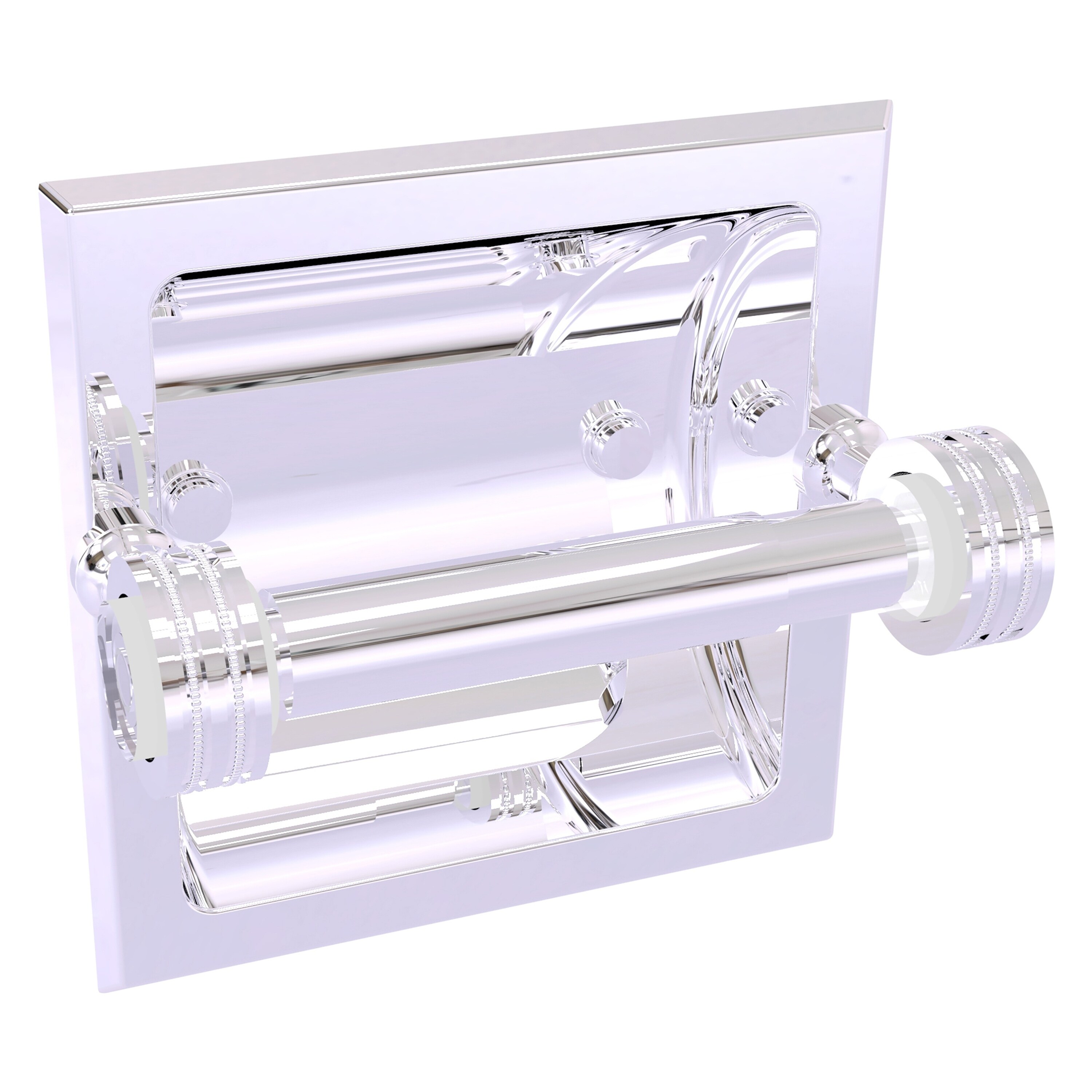 Allied Brass PG-24CD-PC Pacific Grove Polished Chrome Recessed Double post Toilet Paper Holder 1 -Rolls with Storage