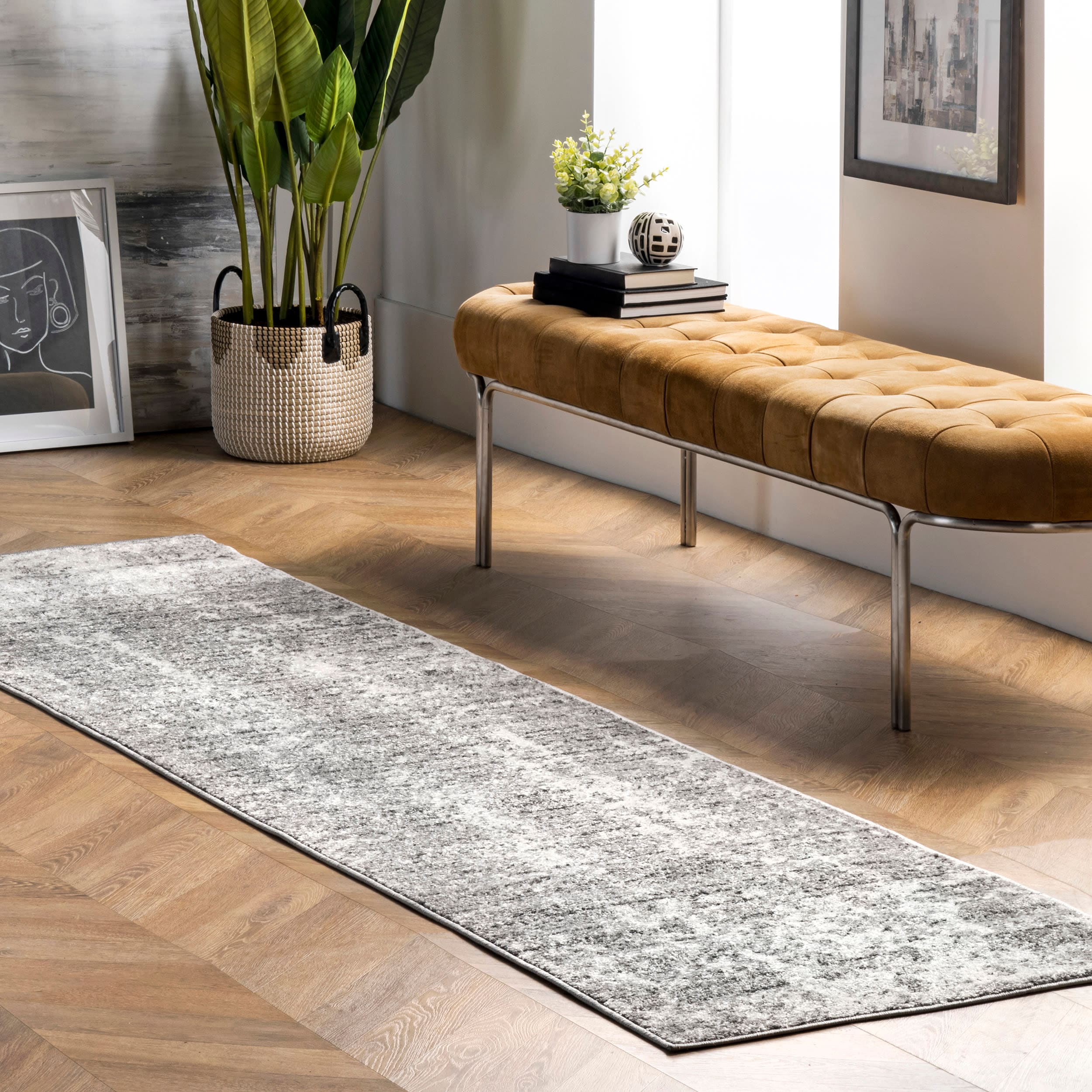 nuLOOM BDSM08A-206 2 x 6 (ft) Loomed Polypropylene Gray Rectangular Indoor Abstract Area rug