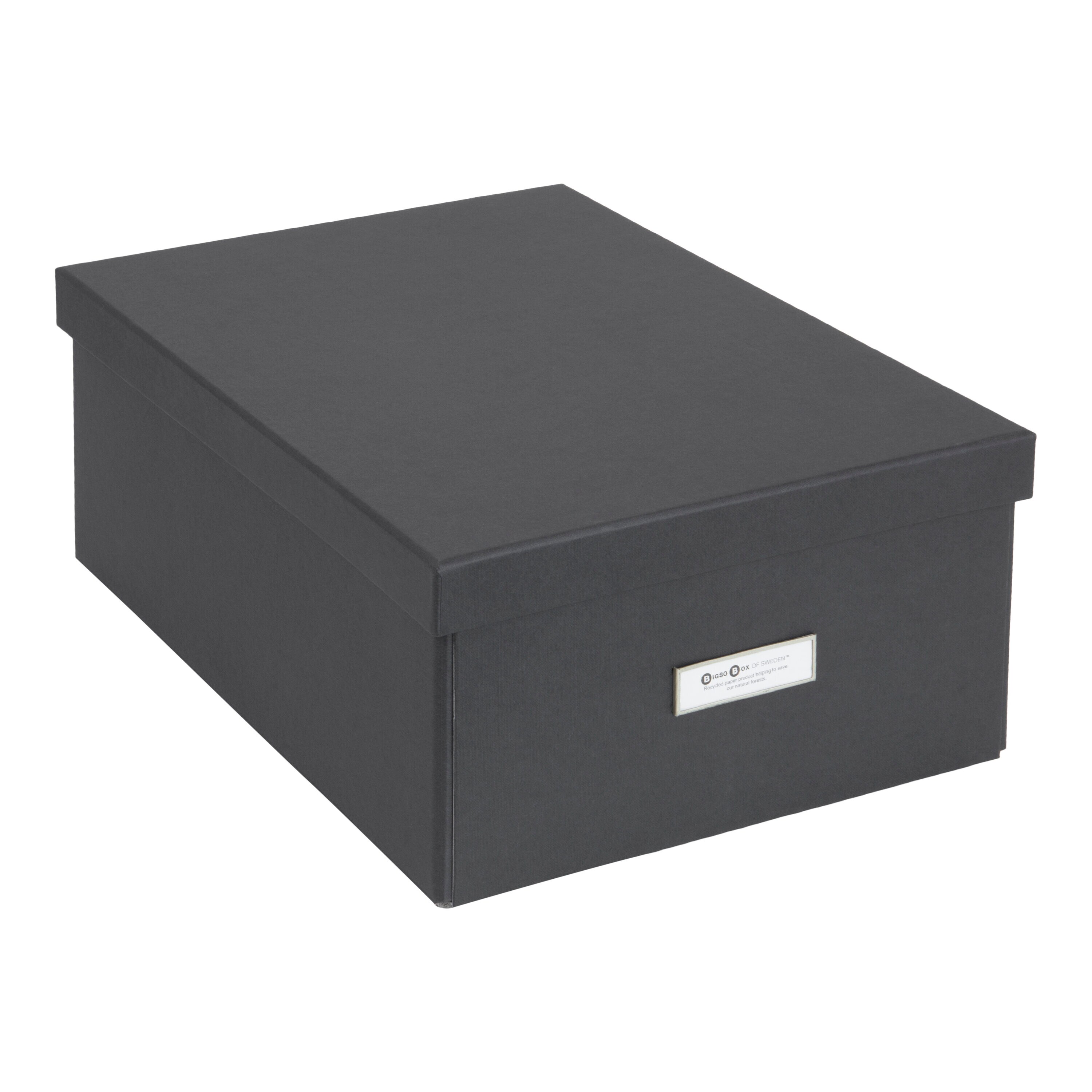 BIGSO BOX OF SWEDEN 887145641 2-Pack Katia 15.4-in W x 6.3-in H x 11.3-in D Dark Grey Paper Collapsible Stackable Bin