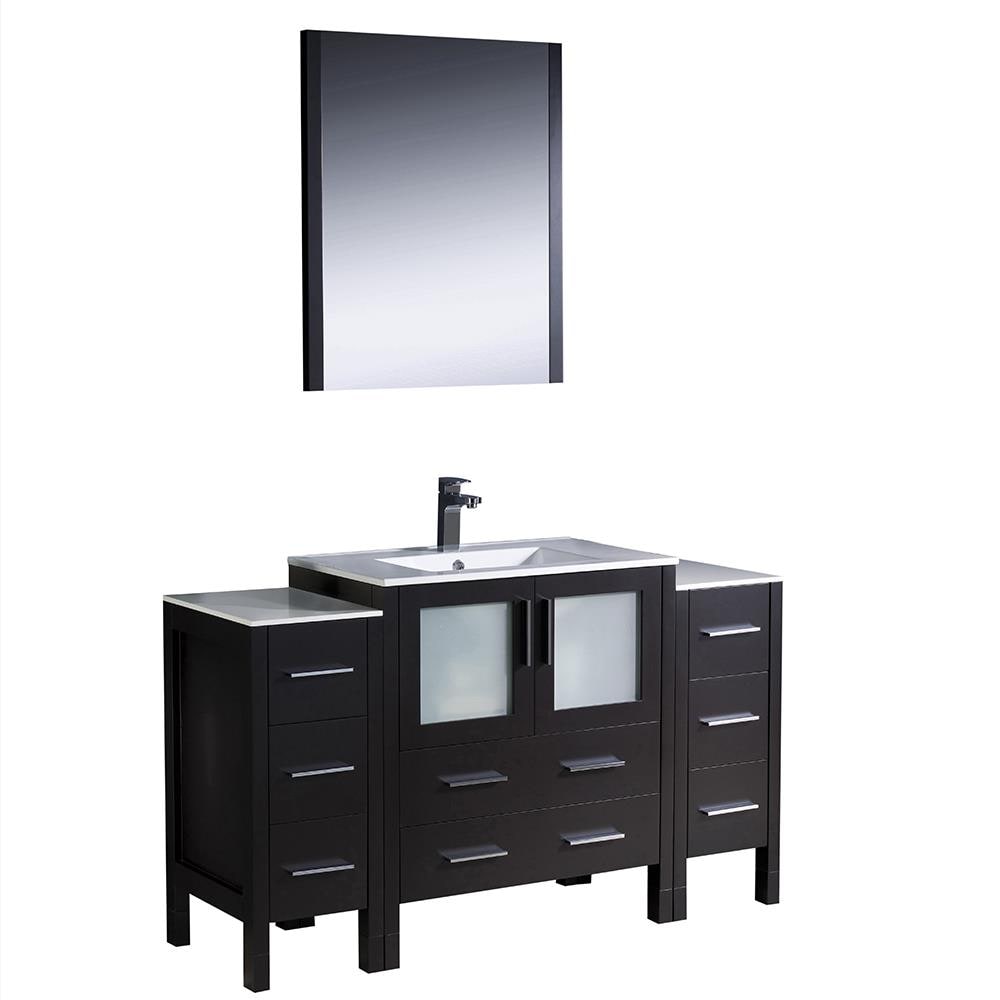 Fresca FVN62-123012ES-UNS Torino 54-in Espresso Single sink Bathroom Vanity with White Ceramic Top (Mirror Included)