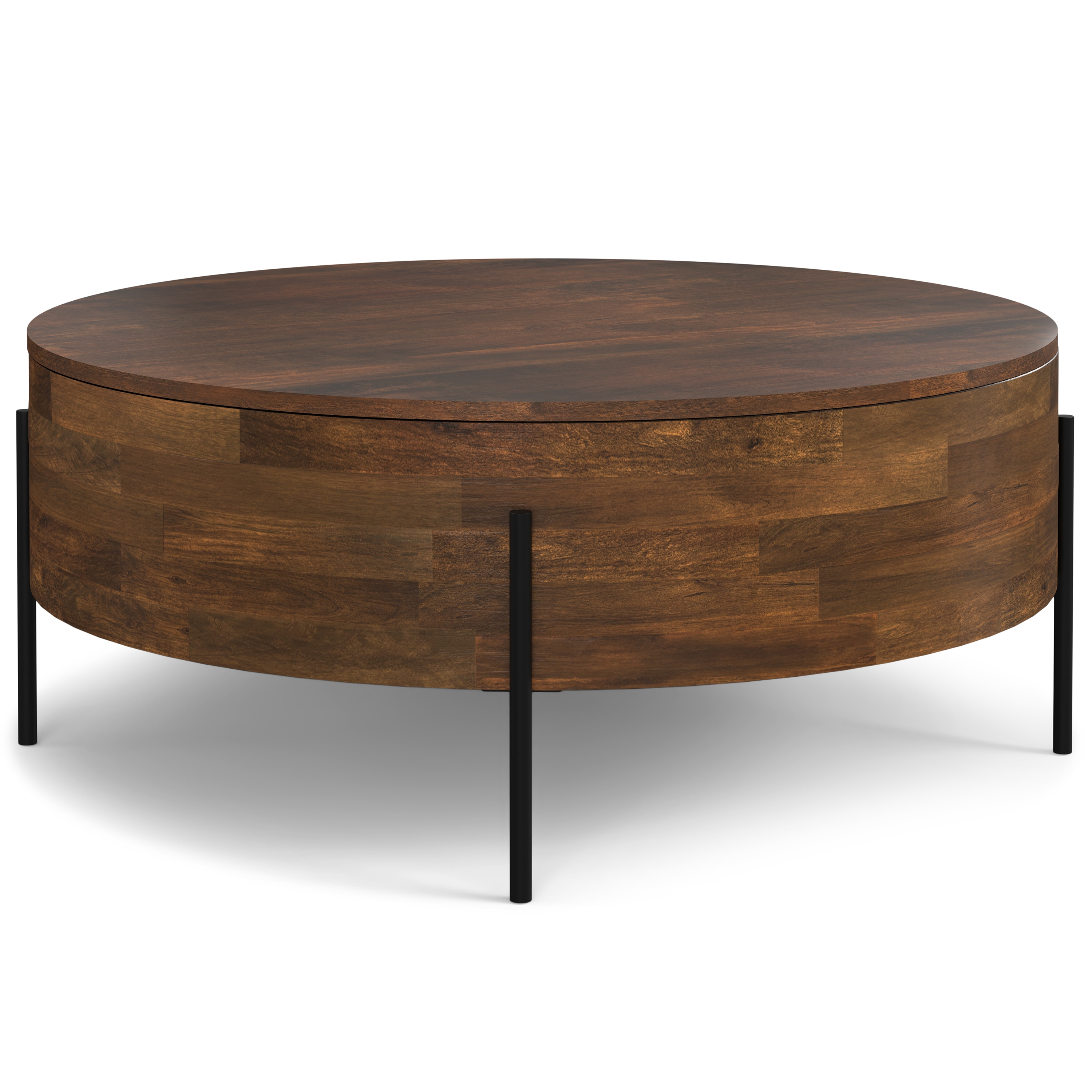 Simpli Home AXCRAYDRT-WB Rayburn Polished Mango Wood Modern Coffee Table