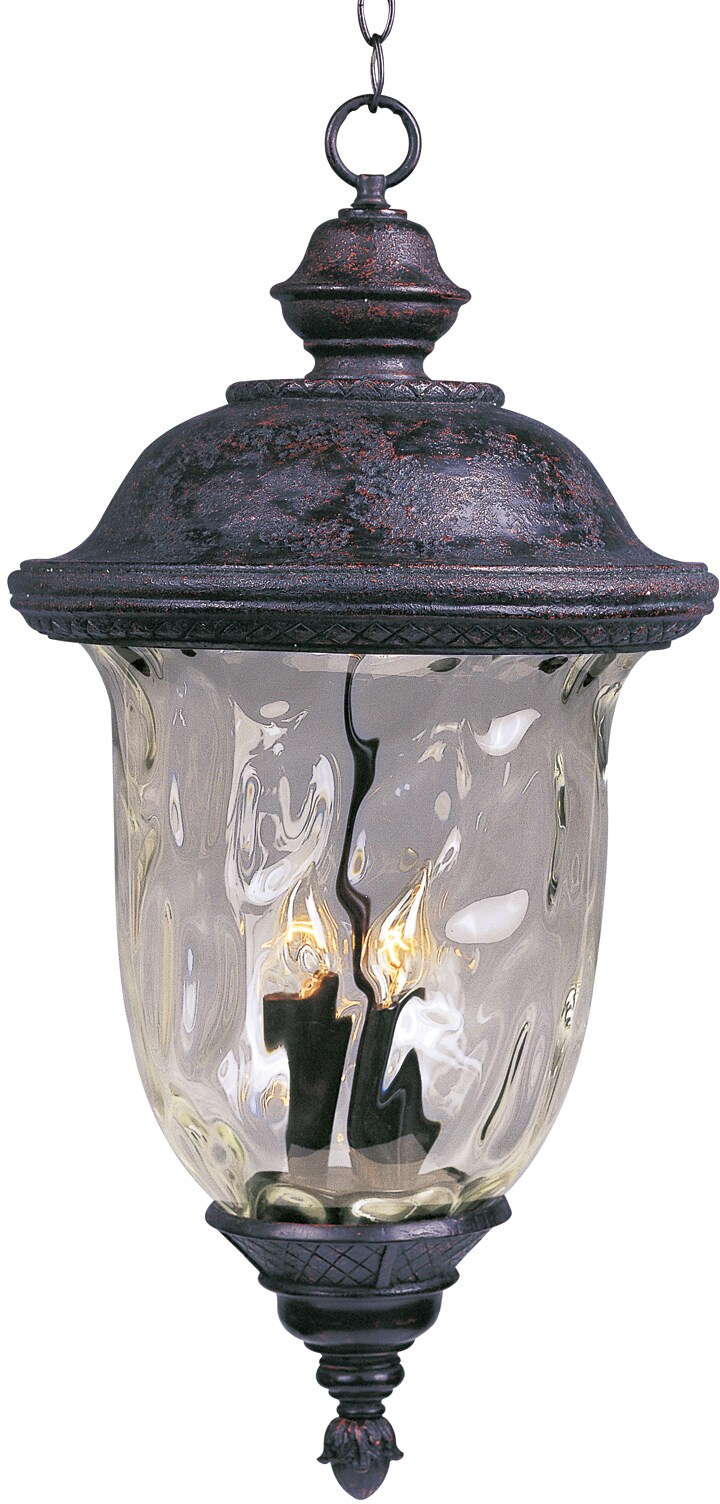 Maxim Lighting 3427WGOB Carriage House 3 -Light Oriental Bronze French country/cottage Textured glass Urn Medium Outdoor Hanging Pendant light