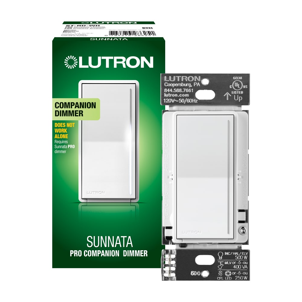 Lutron ST-RD-WH Sunnata Pro LED+ Multi-Location LED Illuminated ELV Touch Companion Dimmer White