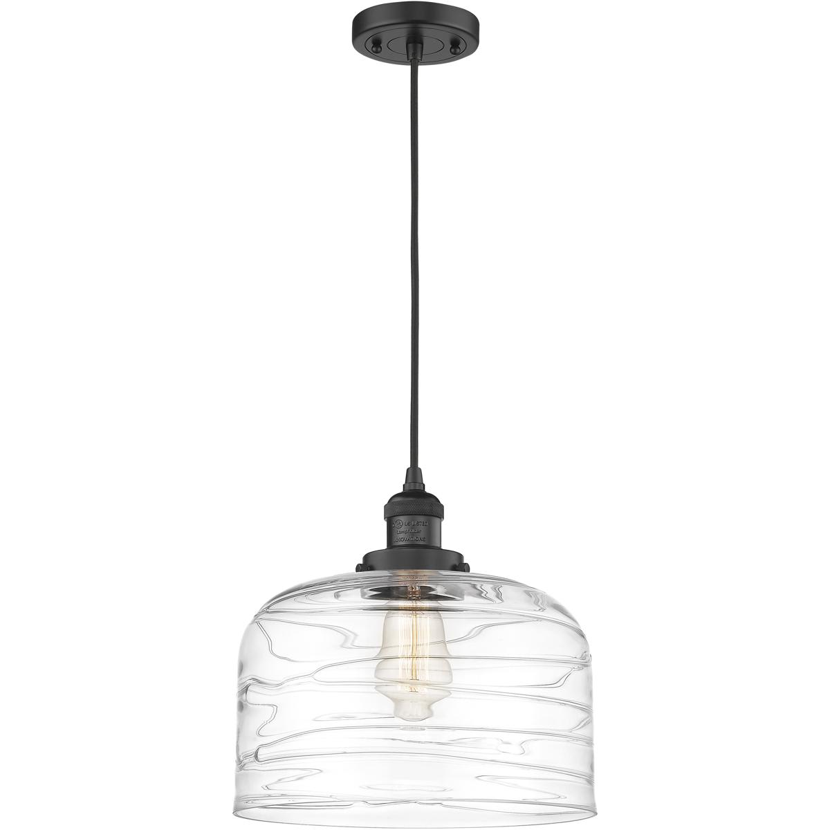 Innovations Lighting - 201C-BK-G713-L Franklin Restoration Bell Mini Pendant Matte Black