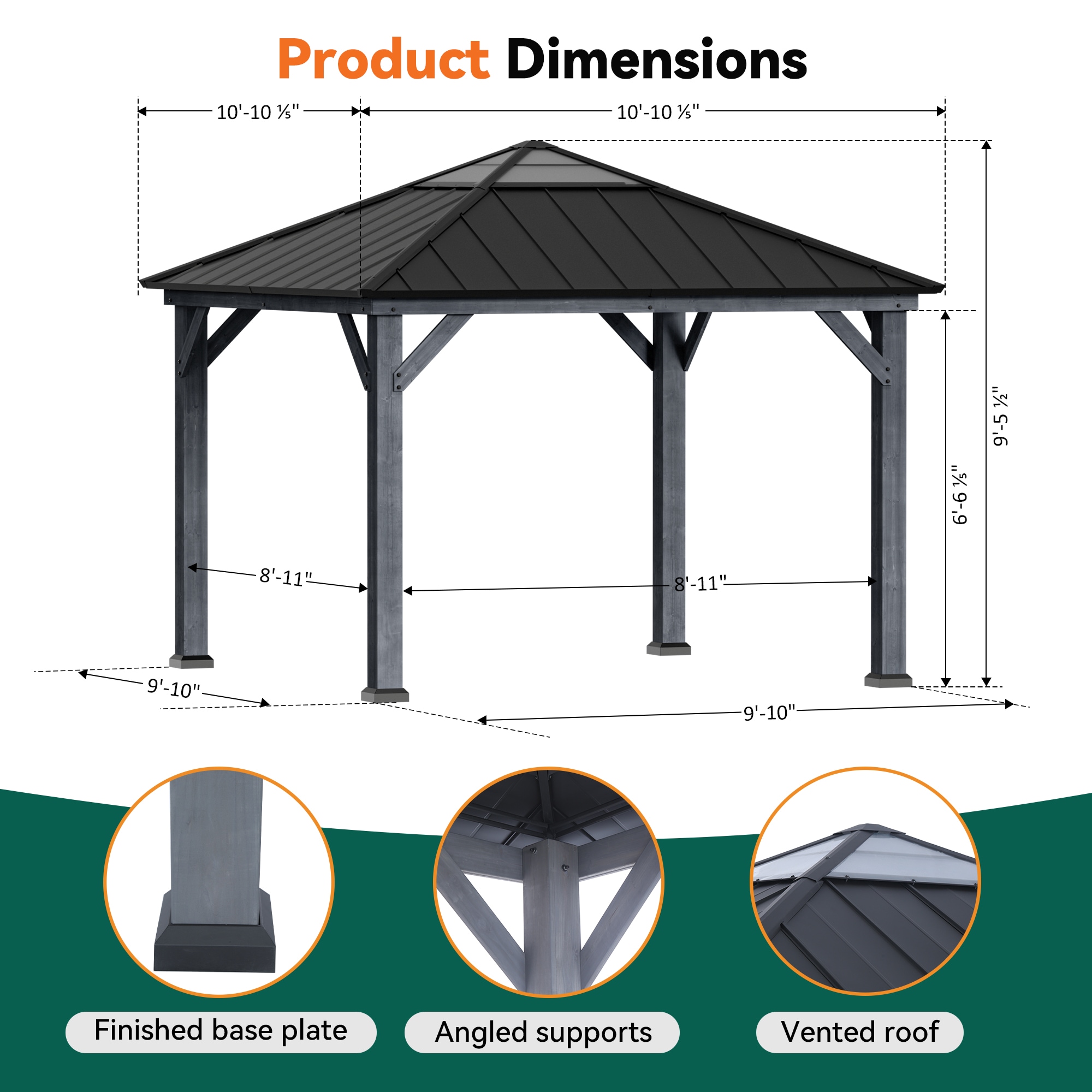 ELEVATE OUTDOORS IG10600047-1111 Wood-Resin-Gazebos - View #2